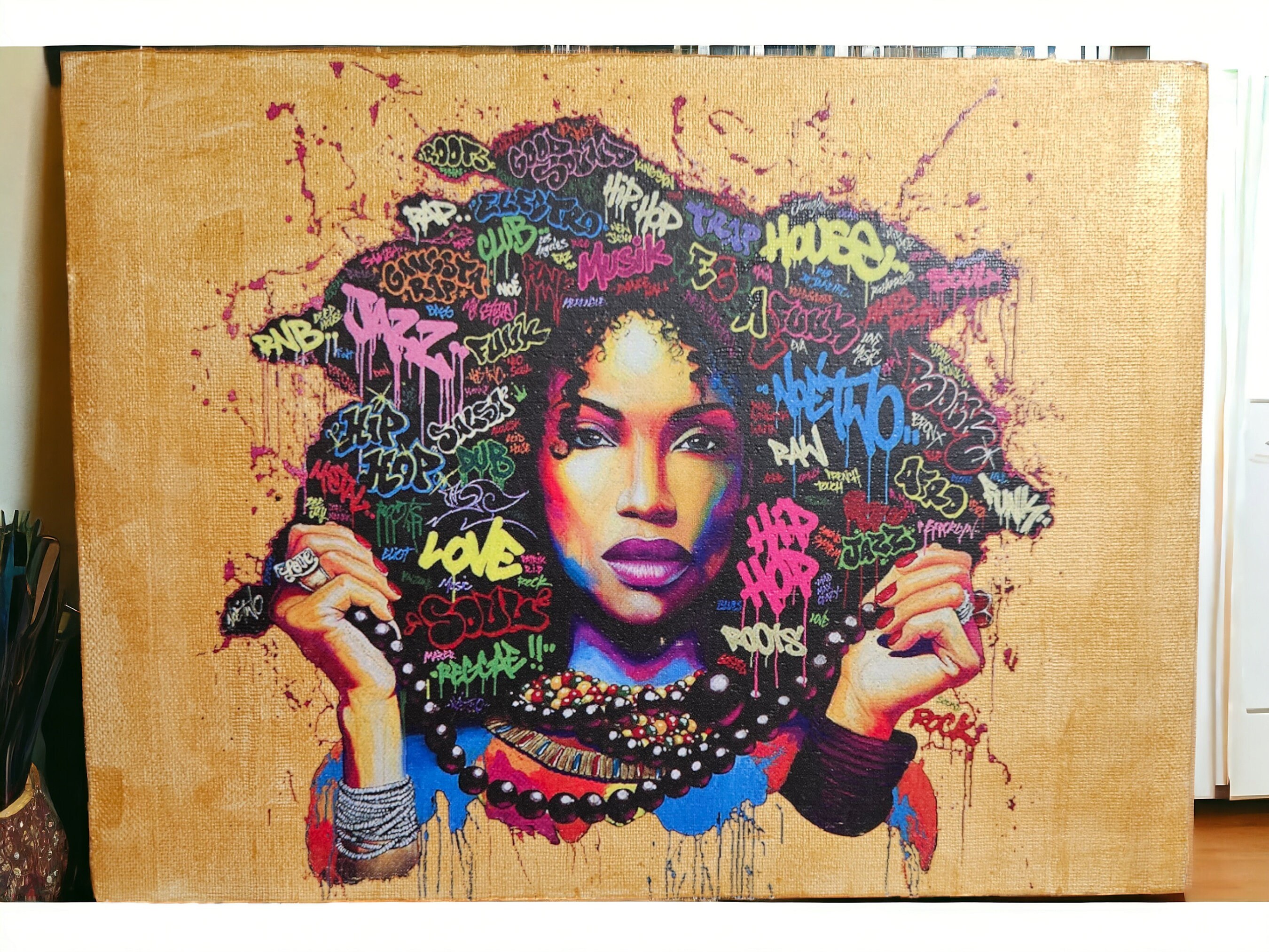 Afrocentric canvas Art,Graffiti Girl,Black Girl Magic, view 3