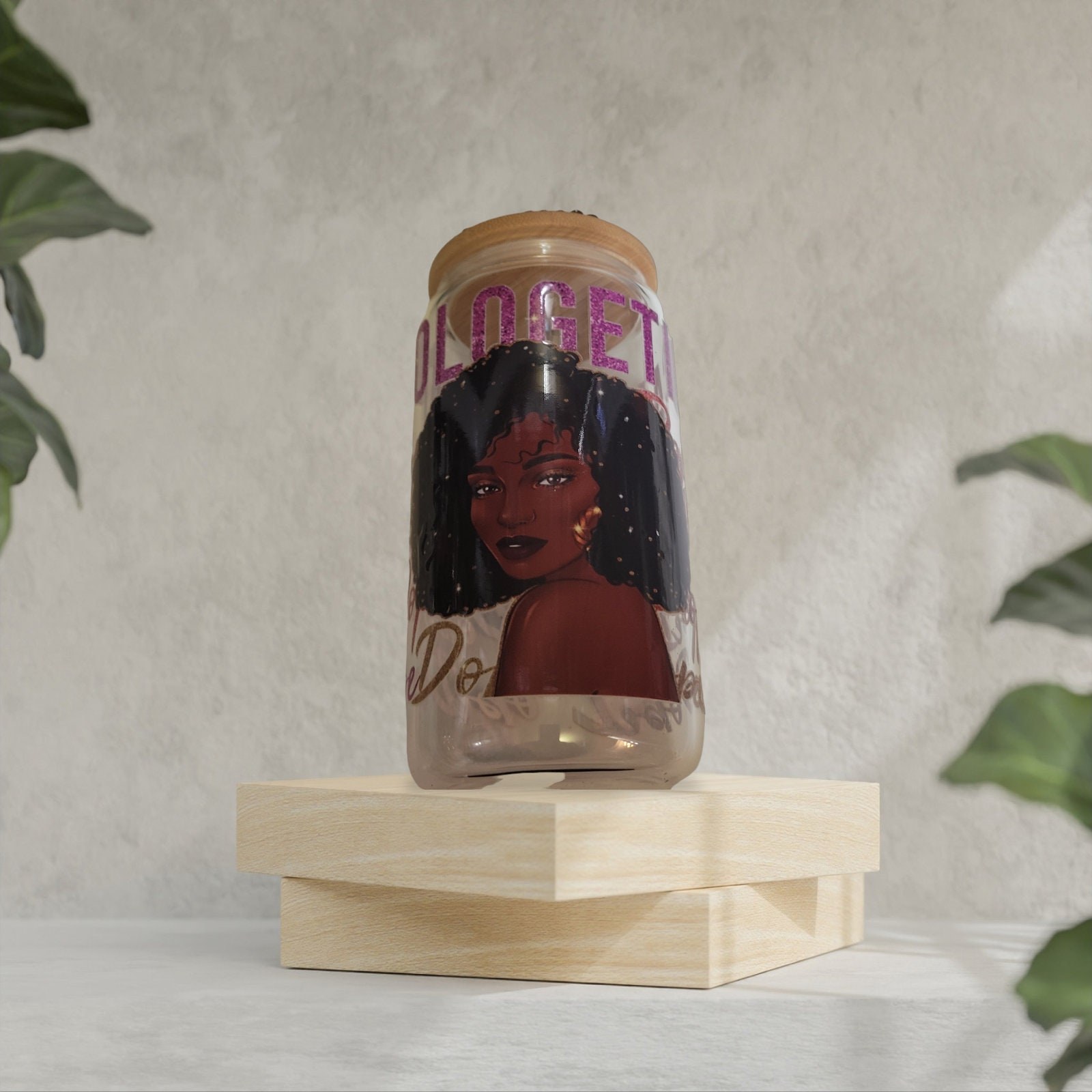 Unapologetically Dope,BeerCan,Glass,Ice Coffee Glass,Housewarming Gift, Afrocentric, Afro,bling view 4