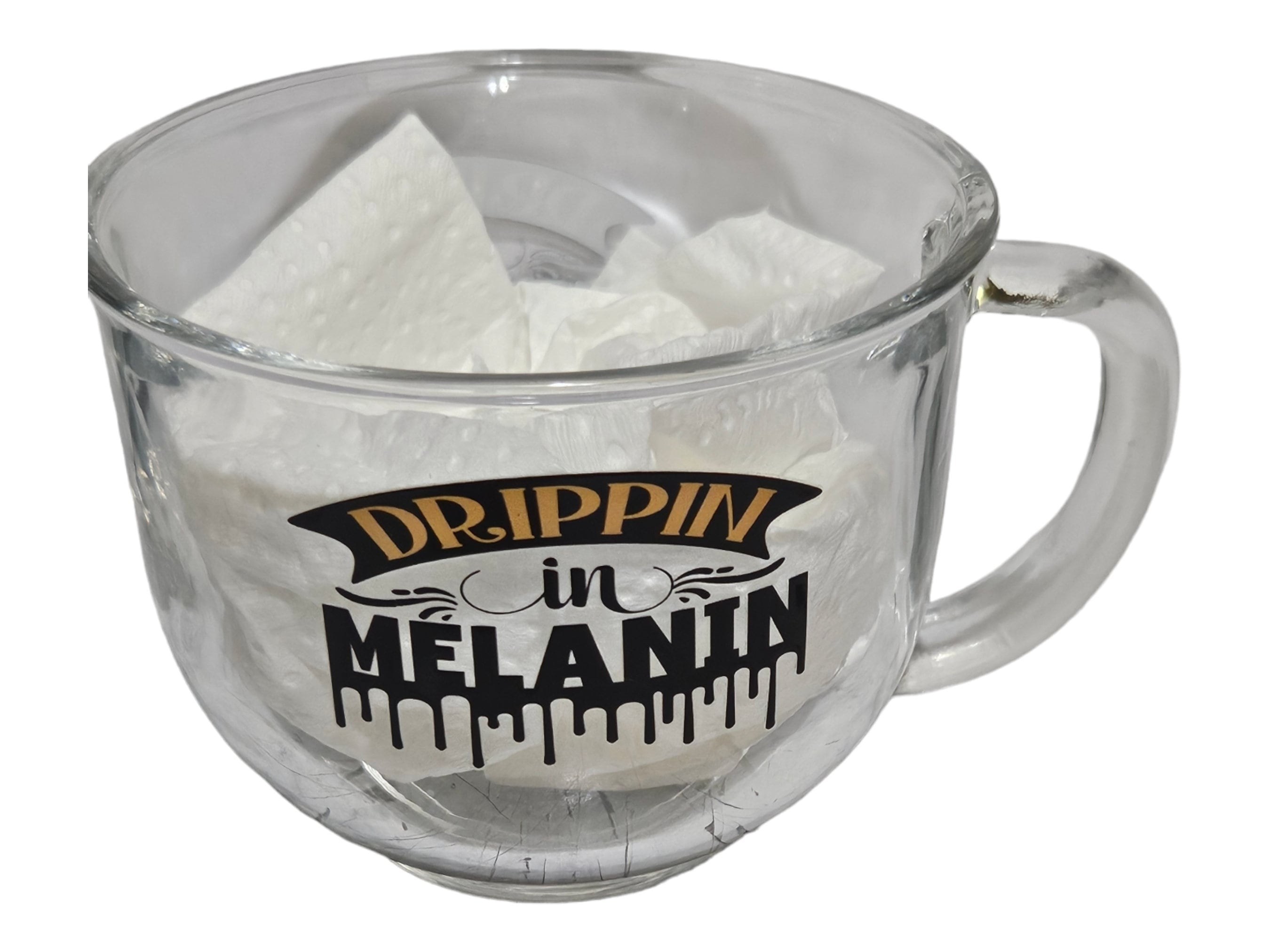 DRIPPING IN MELANIN Afrocentric Glass Coffee Cup