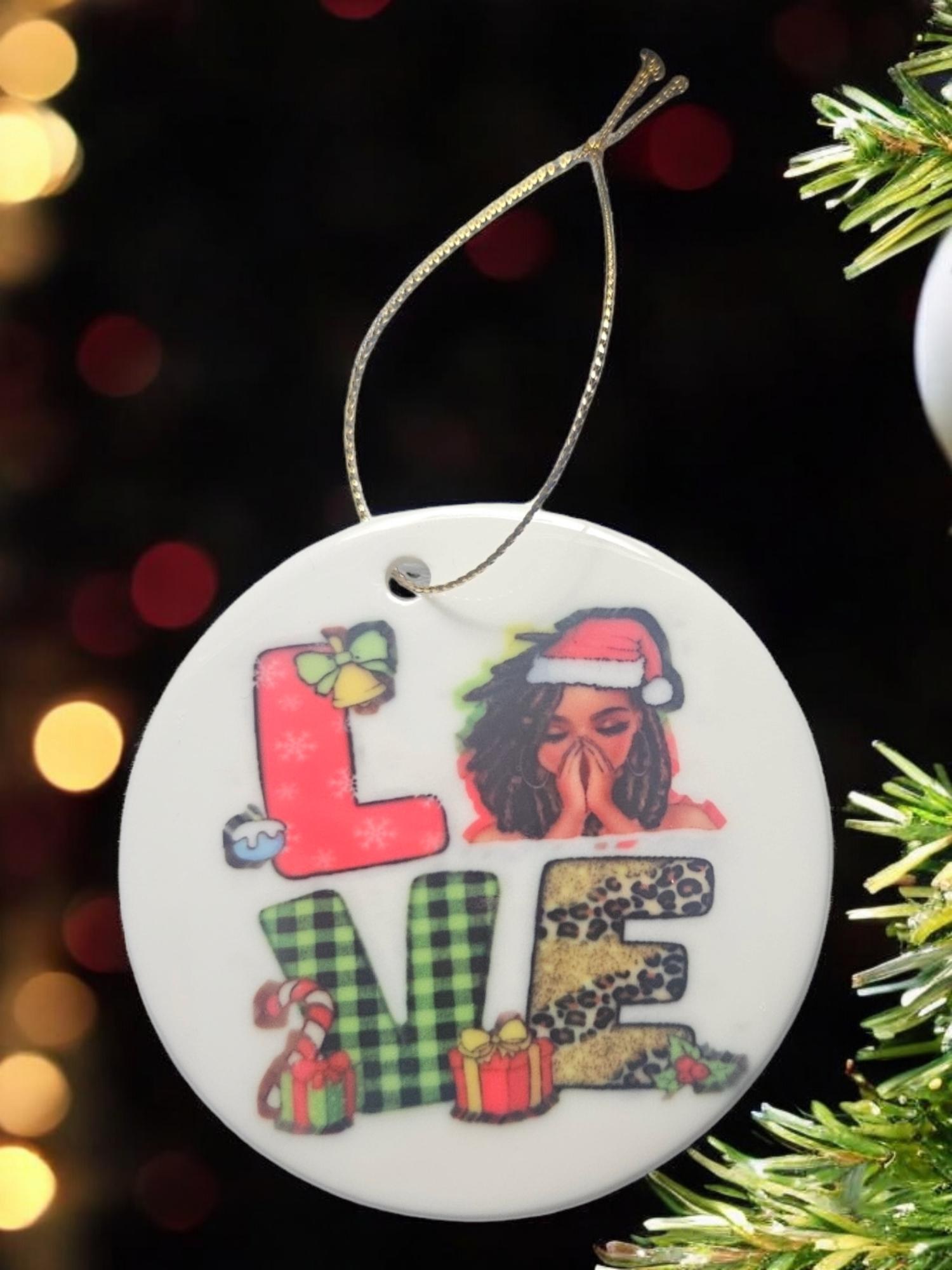Handcrafted Ceramic Christmas Ornaments - Unique Holiday Decorations Afro American Christmas ornament view 5