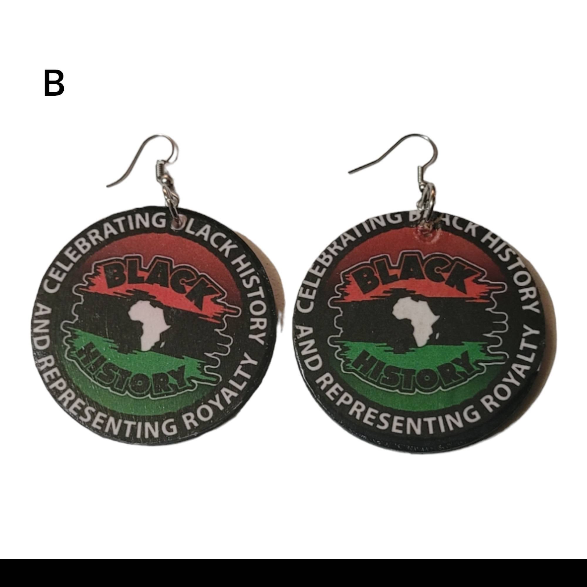 Afrocentric Statement Earrings,Design on both sides Earrings,Paper and Wood,handmade view 2