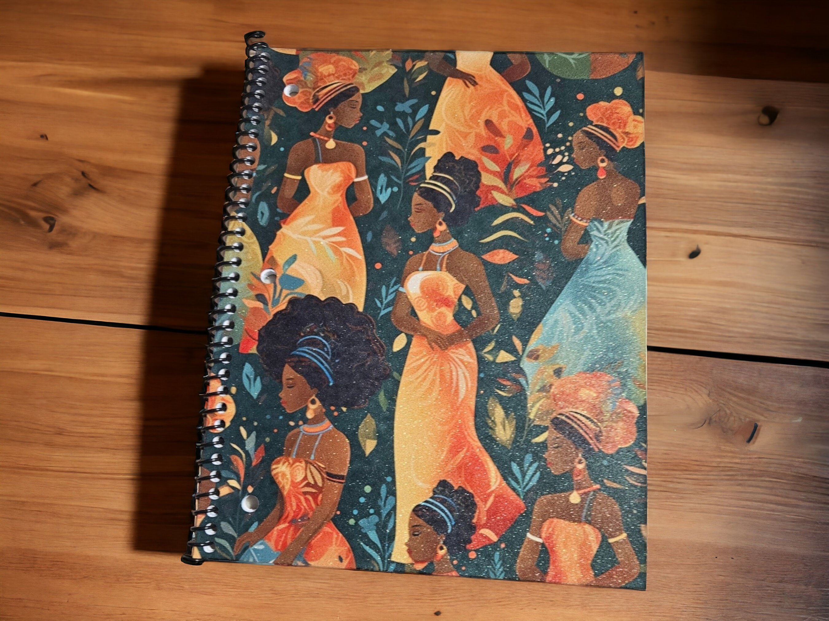 Afrocentric Glitter Cover Spiral Notebook:,Black Girl Magic