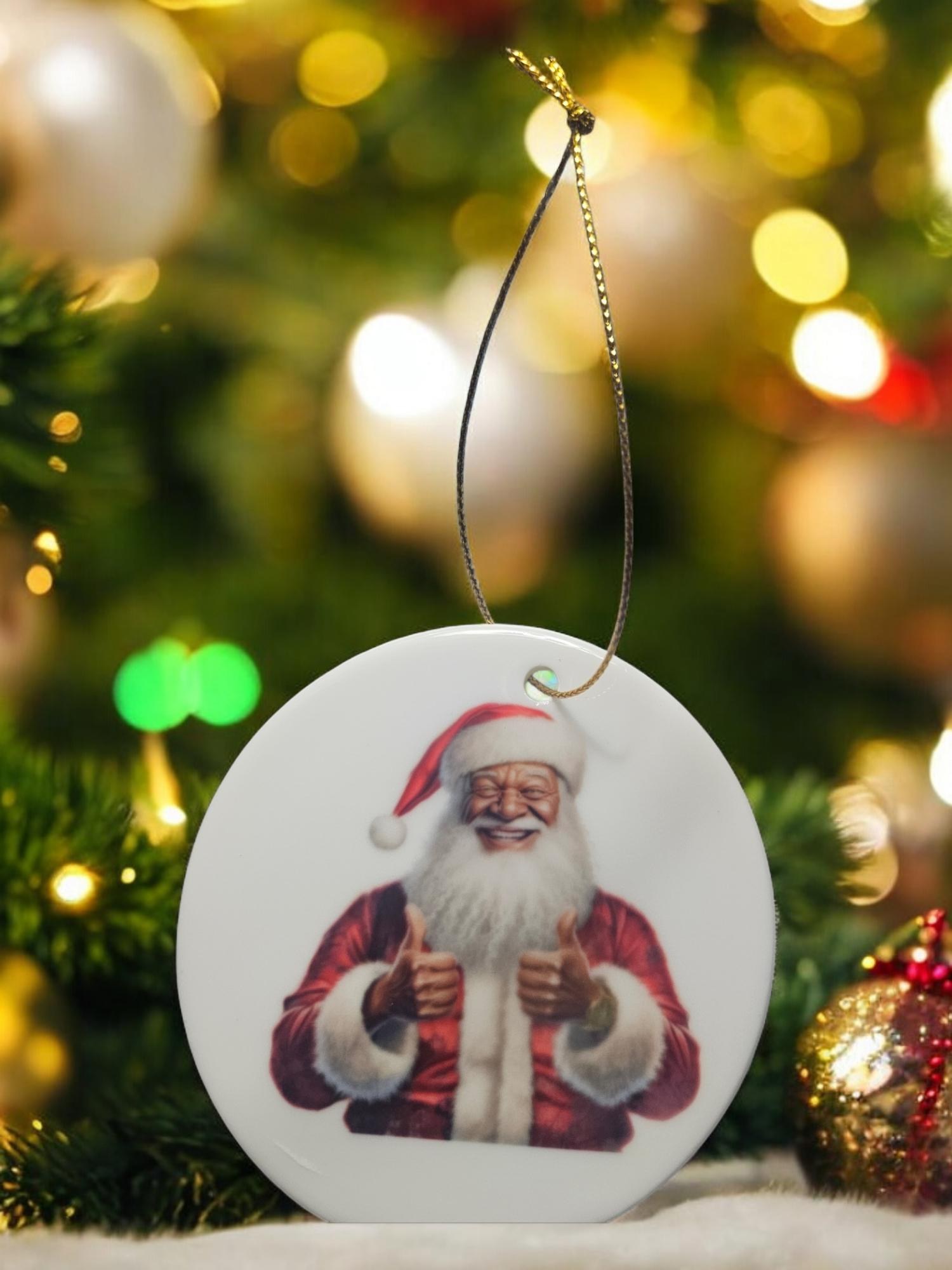 Handcrafted Ceramic Christmas Ornaments - Unique Holiday Decorations Afro American Christmas ornament view 2
