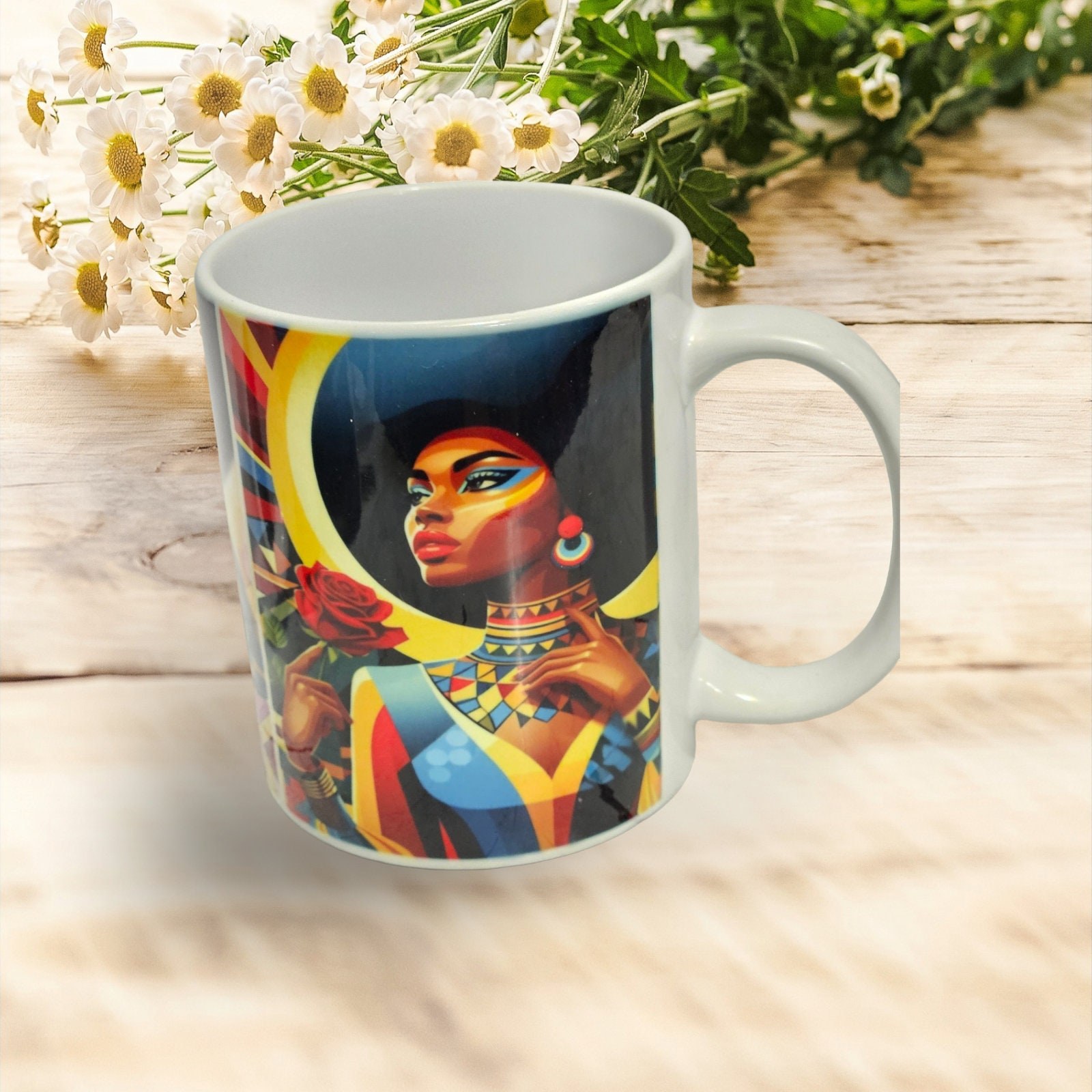 Sip in Style: 3D Afrocentric Elegance Mug - Elevate Your Coffee Experience!", Afro American Coffee Mug,Black Woman Free matching coaster