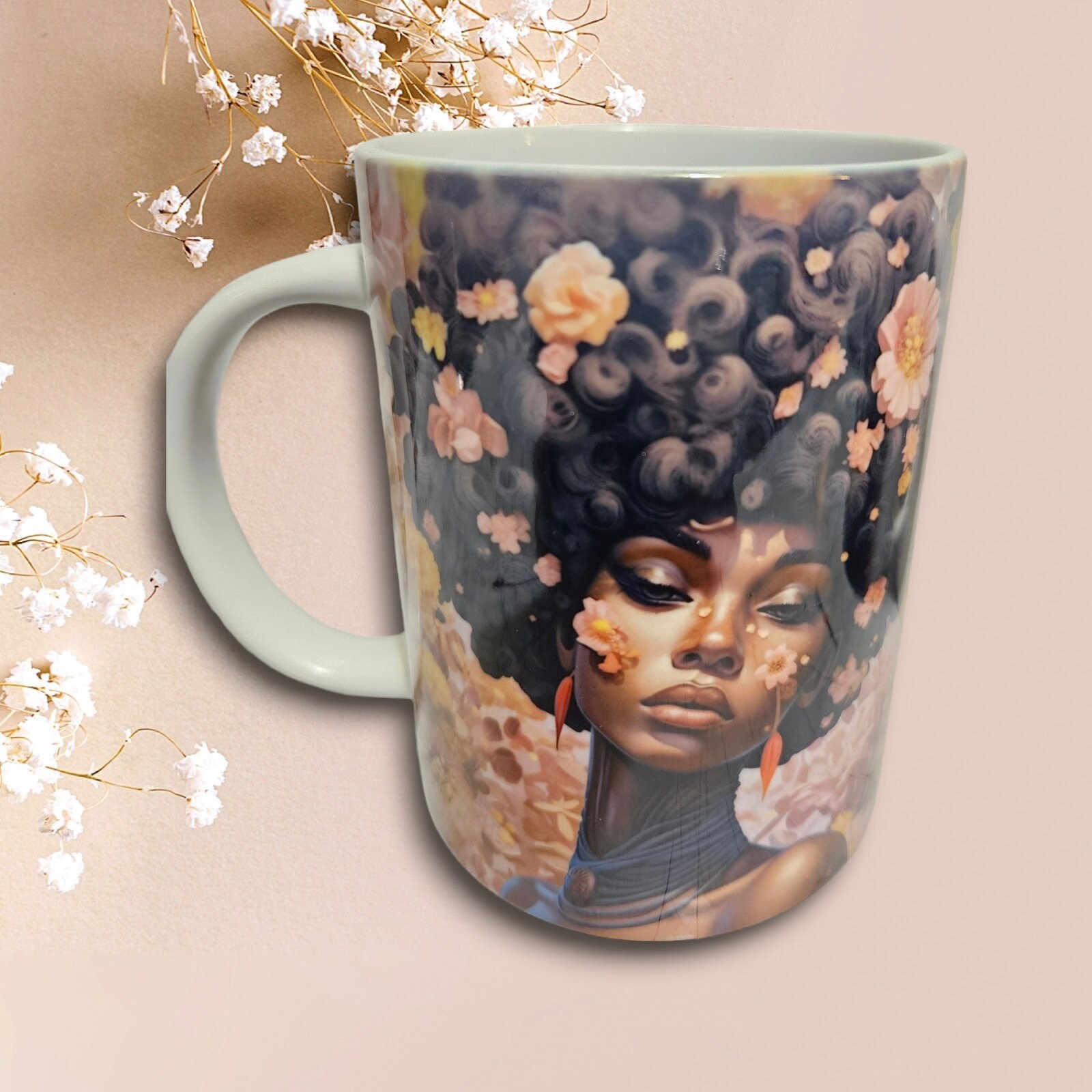 Sip in Style: 3D Afrocentric Elegance Mug - Elevate Your Coffee Experience!", Afro American Coffee Mug,Black Woman Boss