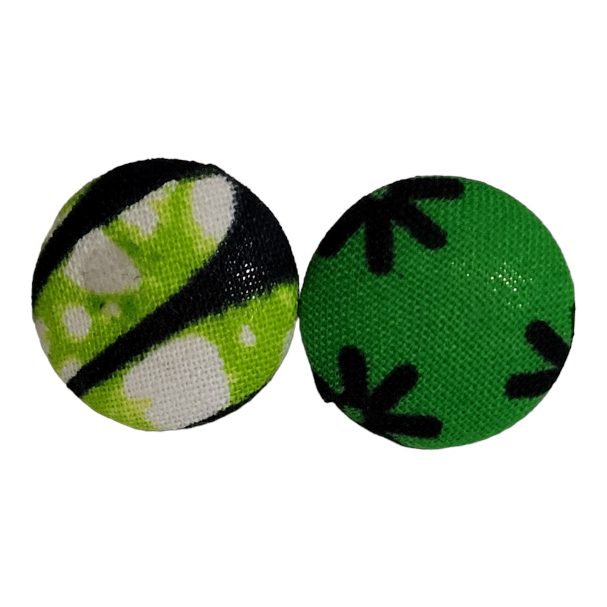 African Fabric covered button earrings made with hypoallergenic stainless Post