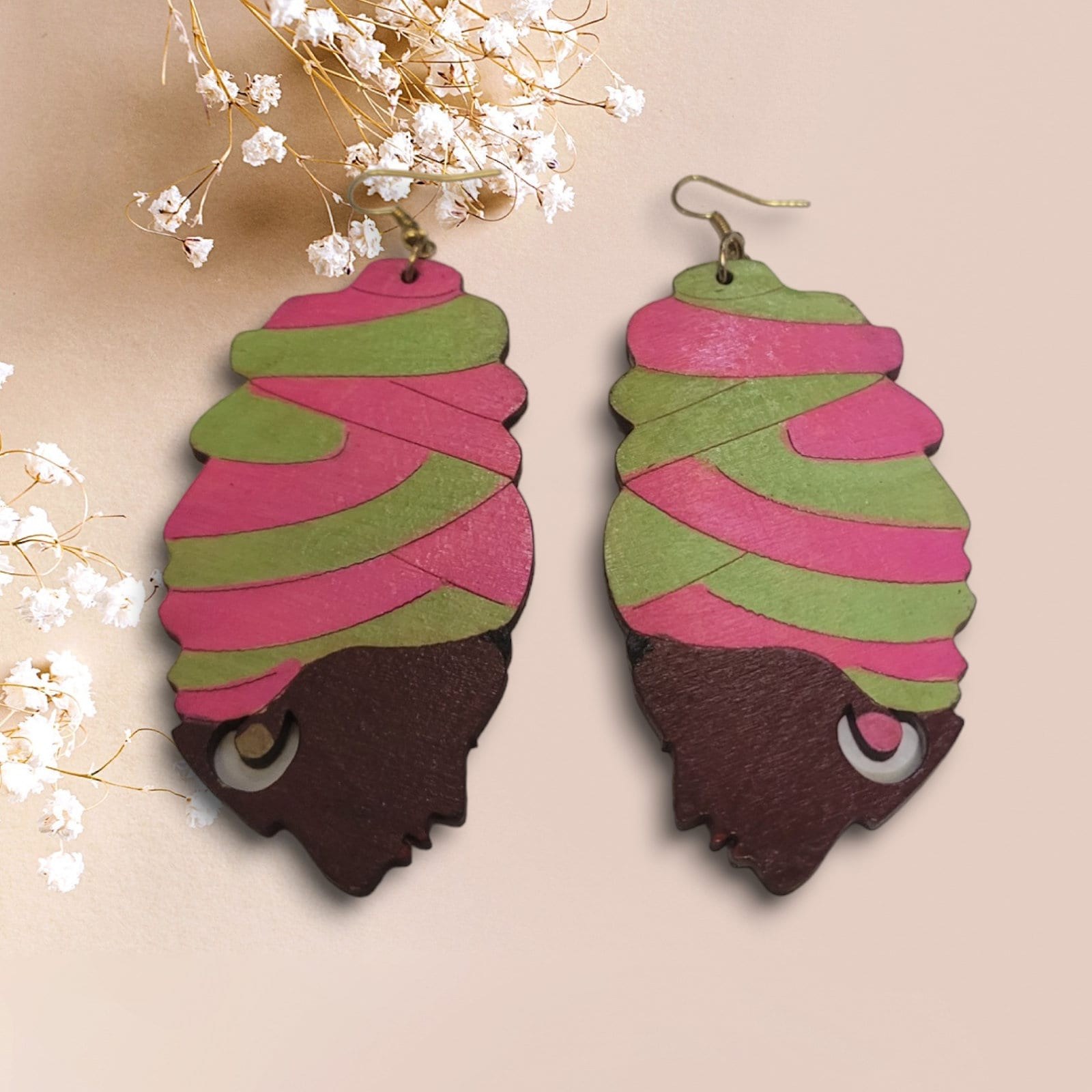 Bold and Beautiful: Afrocentric Artistry Earrings Silhouette Wood Earrings Africa Wooden Earrings view 2