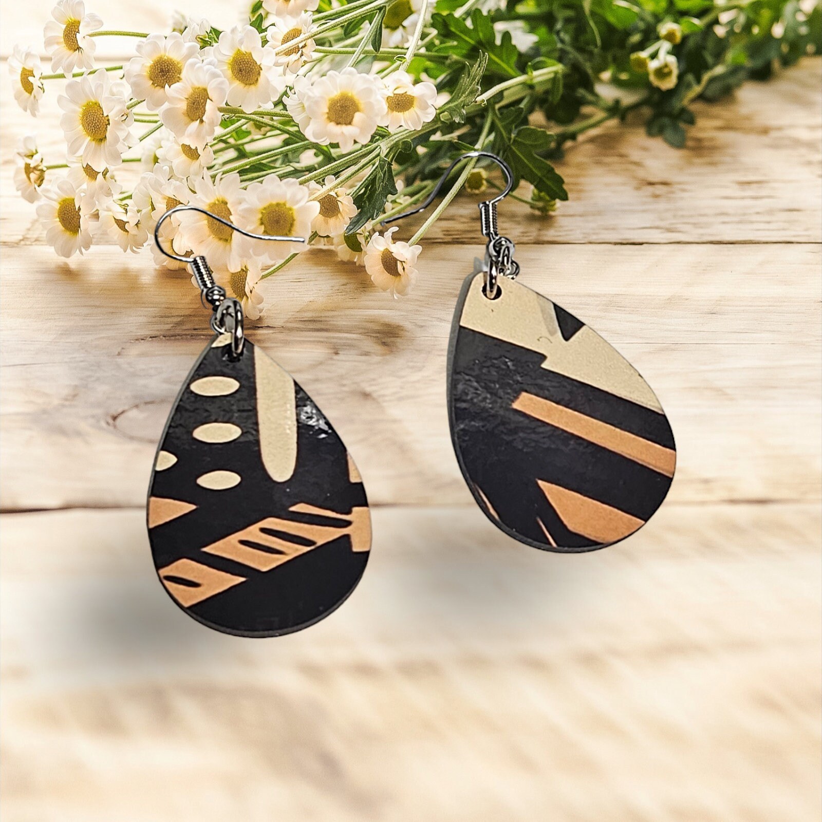 Afrocentric earrings, African prints Black Girl Magic,Teardrop Earrings view 3