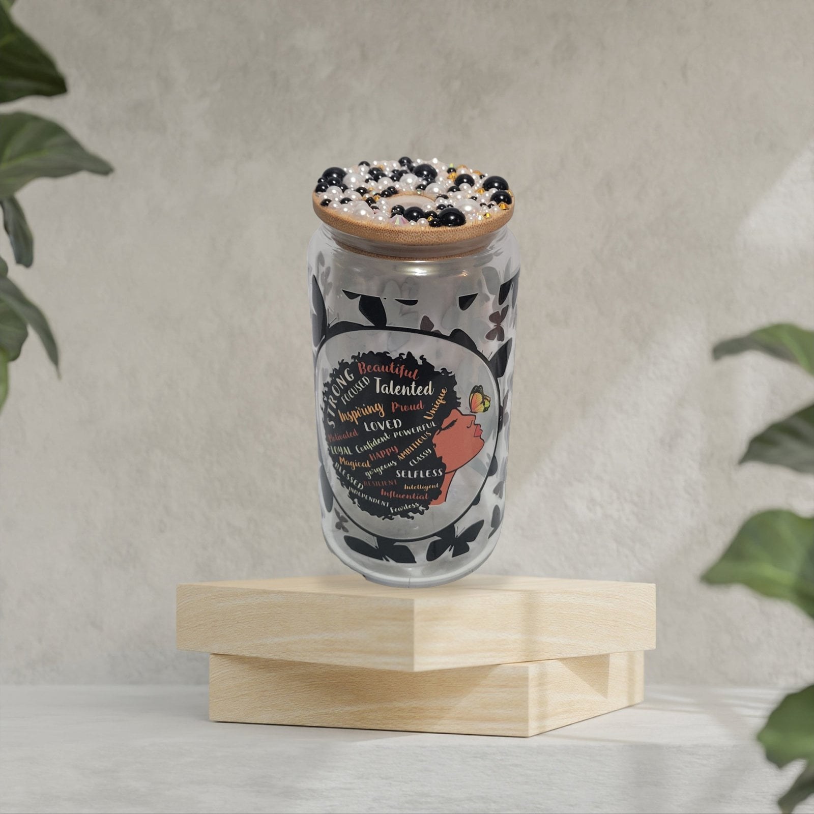 Black Woman is BeerCan,Glass,Ice Coffee Glass,Housewarming Gift, Afrocentric, Afro,bling view 3