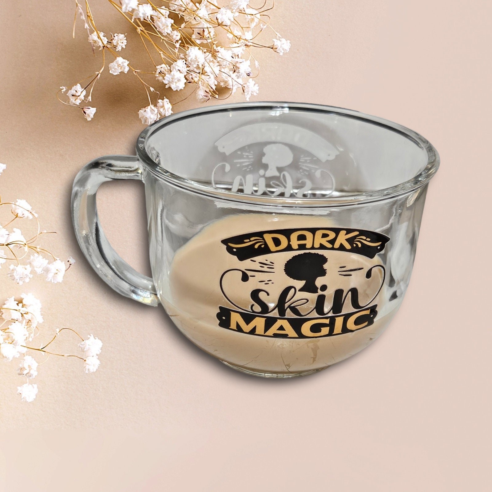 DARK SKIN MAGIC Afrocentric Glass Coffee Cup view 3