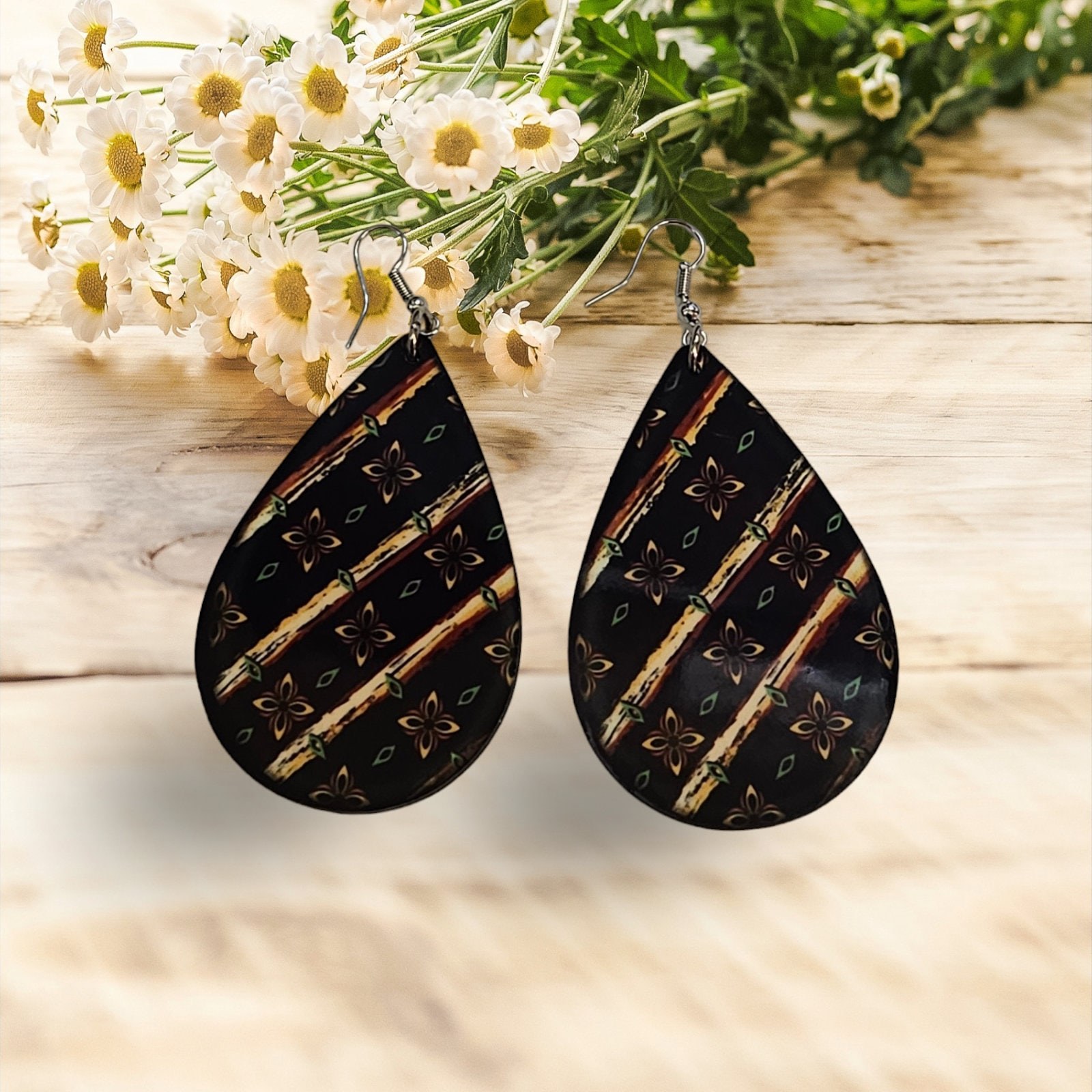 Afrocentric earrings, African prints Black Girl Magic,Teardrop Earrings
