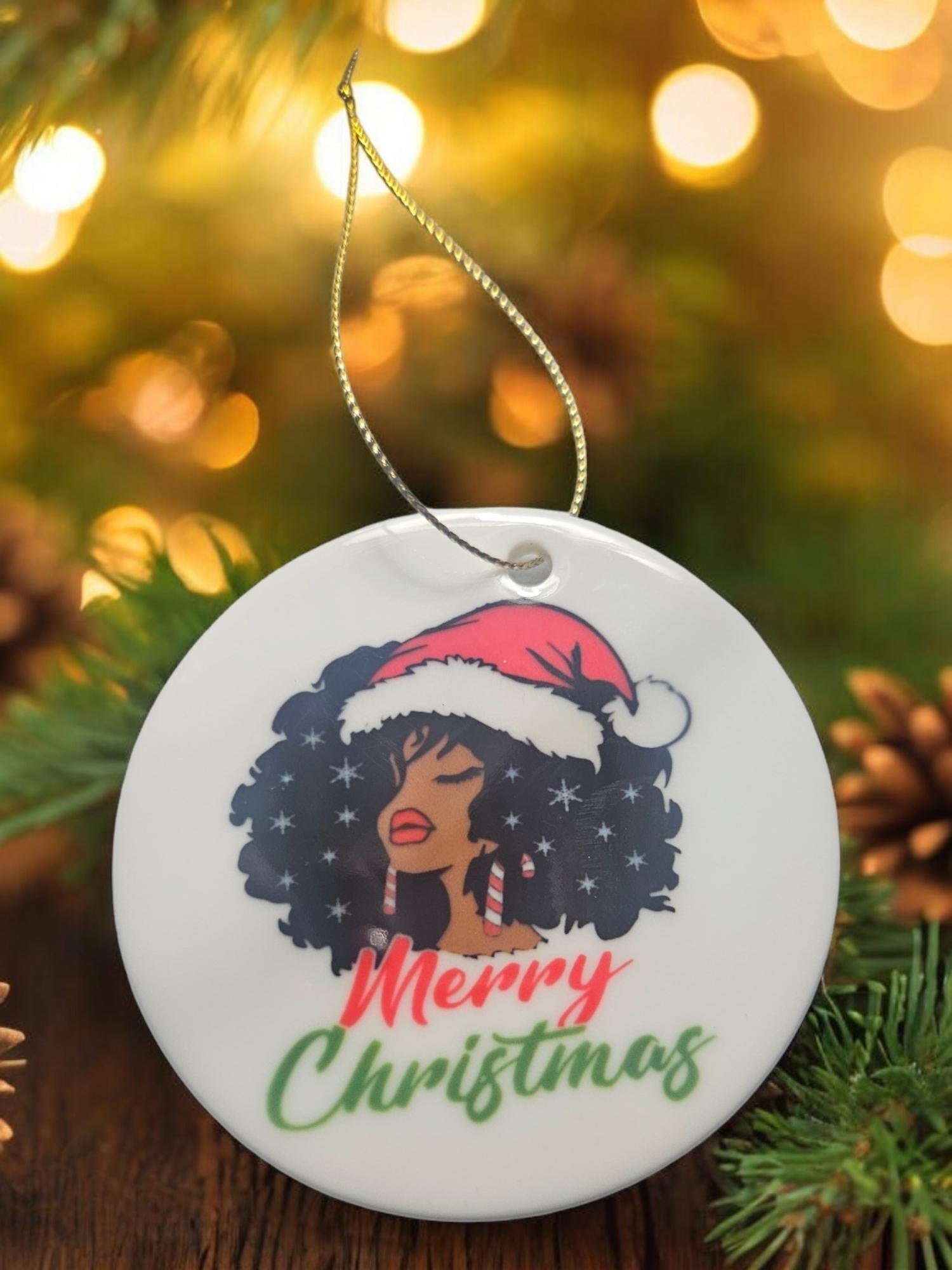 Handcrafted Ceramic Christmas Ornaments - Unique Holiday Decorations Afro American Christmas ornament