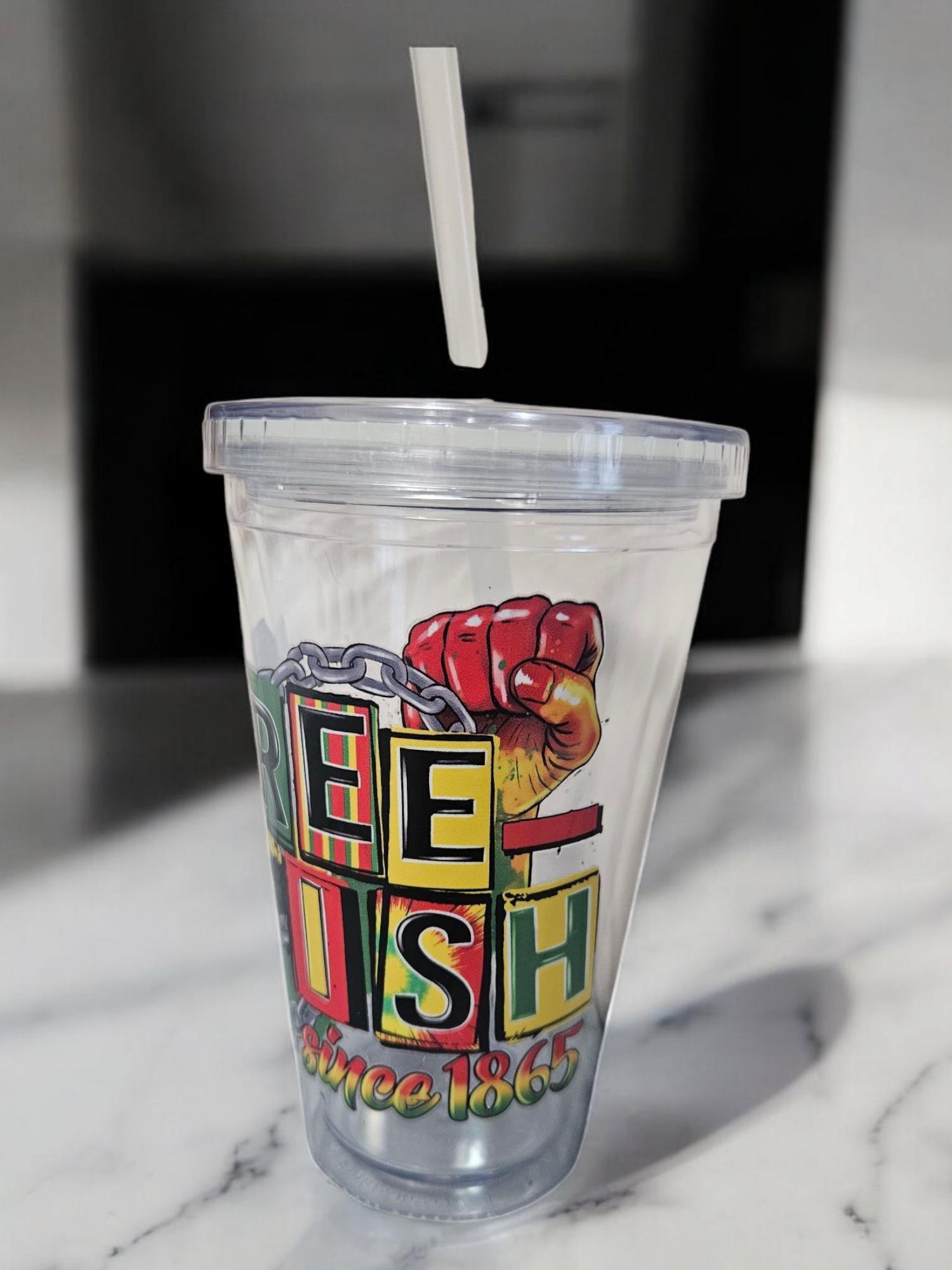 16oz Afrocentric Tumbler with Straw – Insulated Travel Cup | African Print Drinkware | Black Culture Gift | Reusable Cold Cup