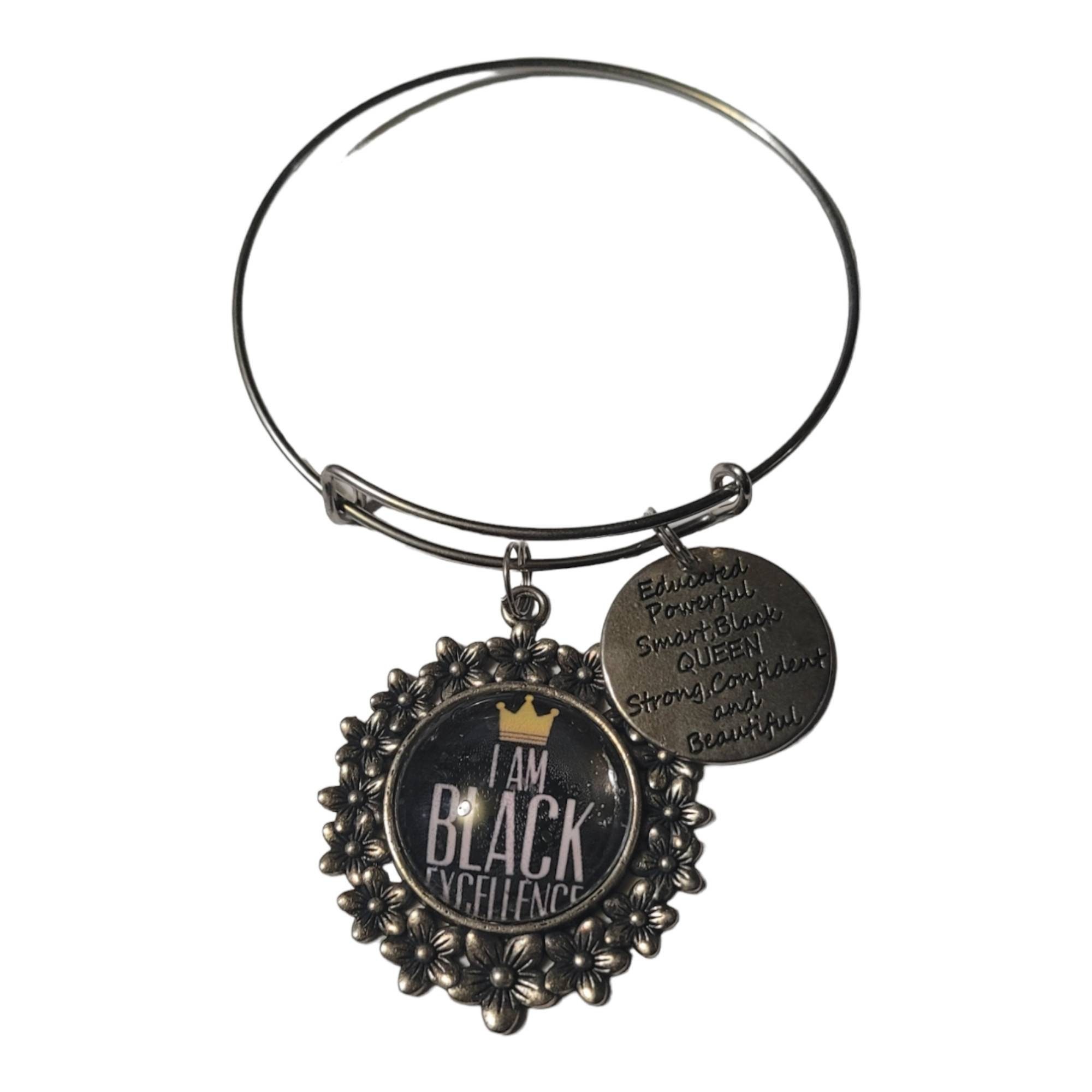 Adjustable African Charm Bracelet _Melanin Magic , Stainless Steel Adjustable BraceletFree shipping