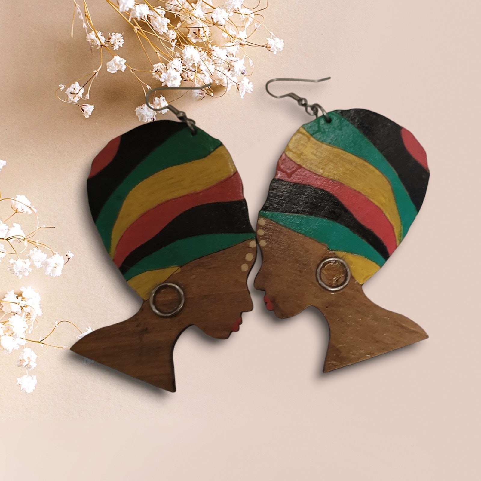 Bold and Beautiful: Afrocentric Artistry Earrings" Silhouette Wood Earrings Africa Wooden Earrings