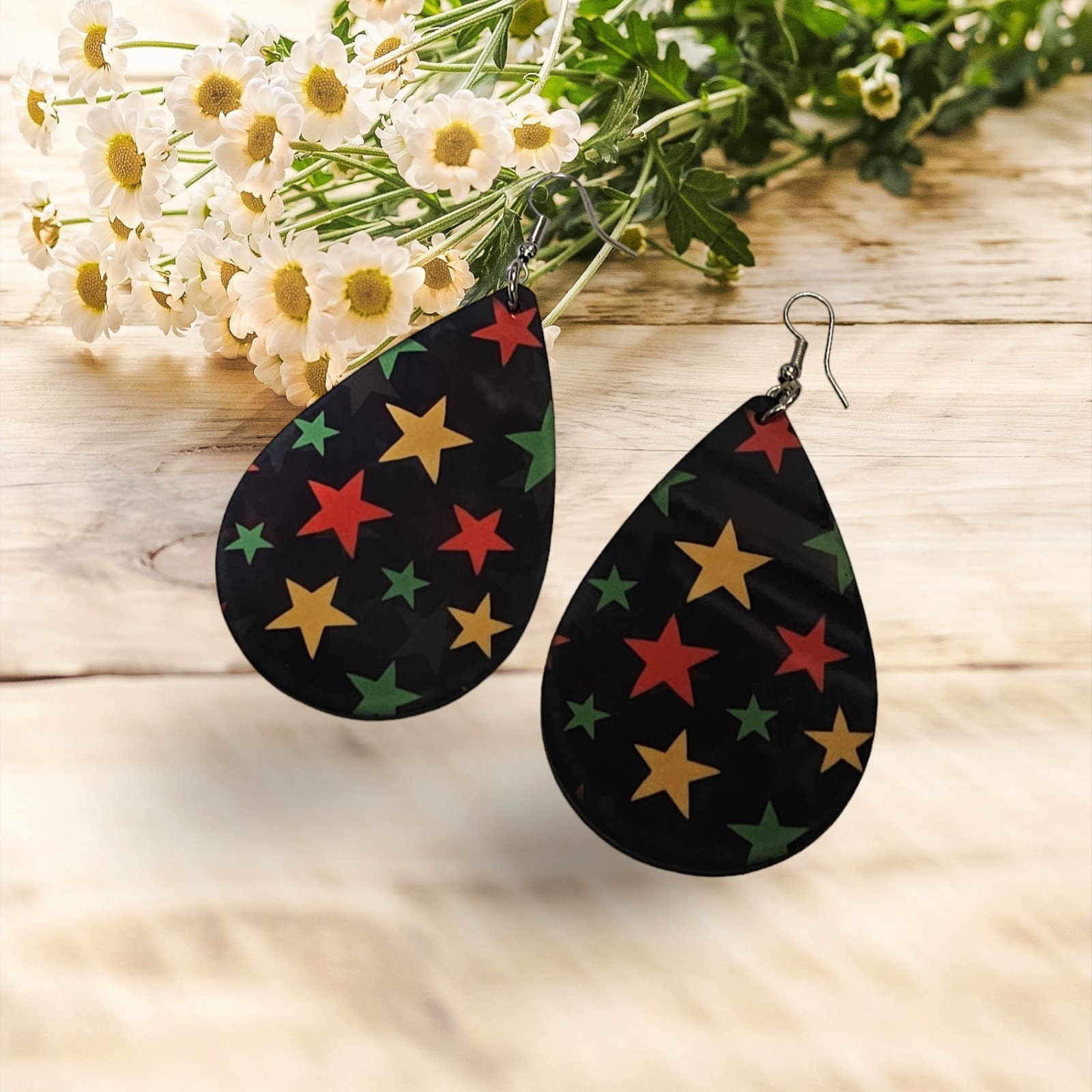 Afrocentric earrings, African prints Black Girl Magic,Teardrop Earrings