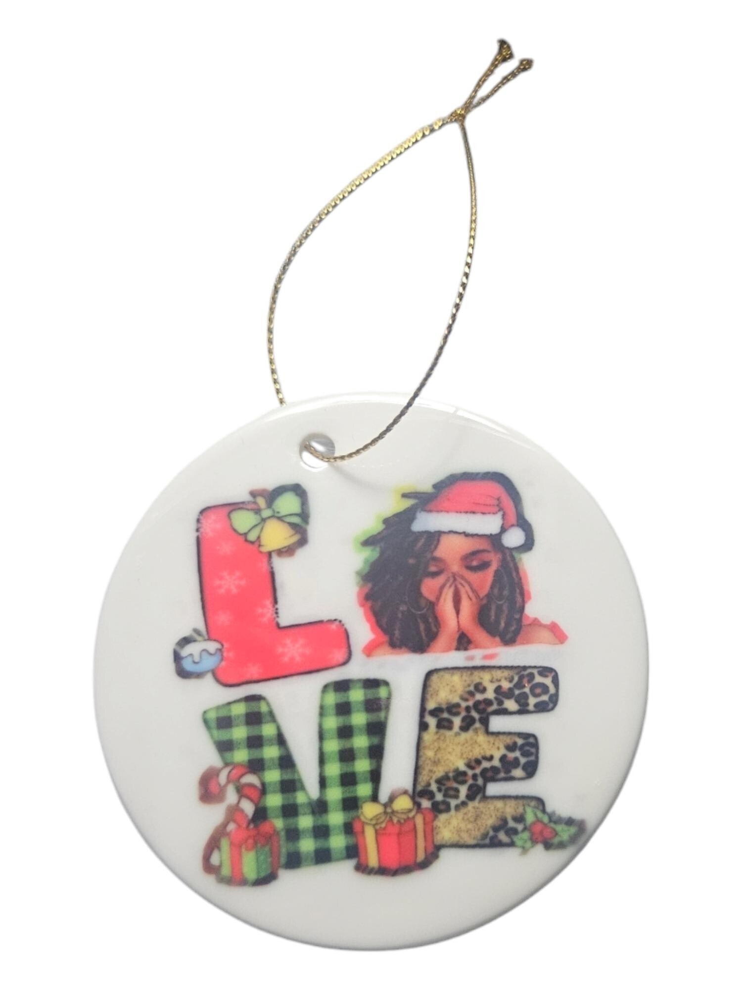 Handcrafted Ceramic Christmas Ornaments - Unique Holiday Decorations Afro American Christmas ornament view 4