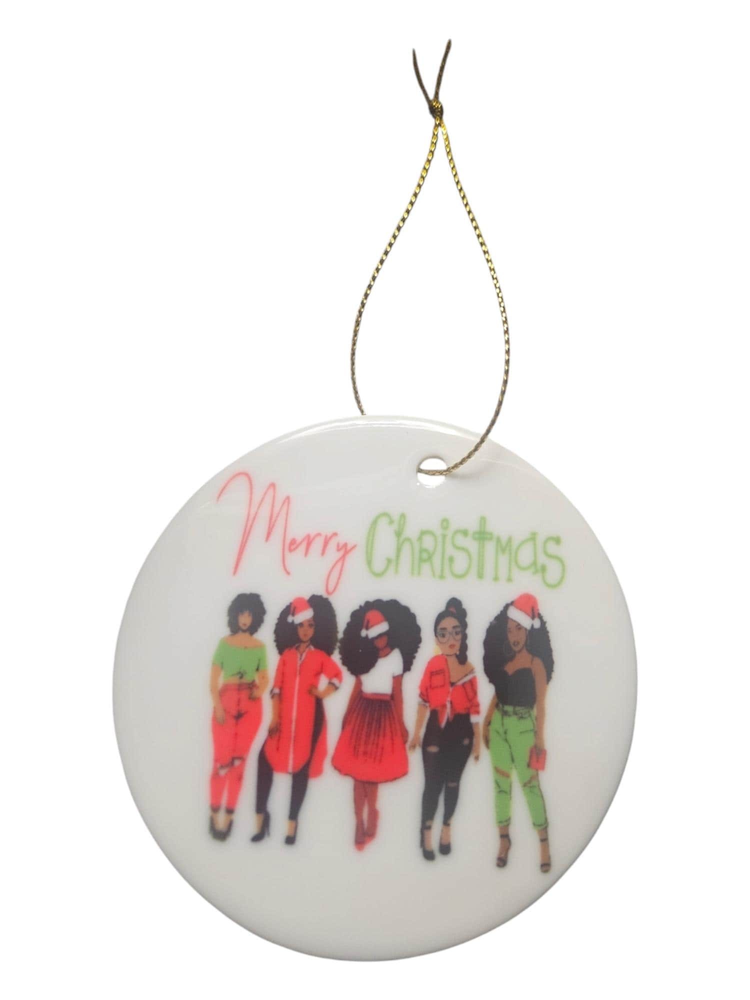 Handcrafted Ceramic Christmas Ornaments - Unique Holiday Decorations Afro American Christmas ornament view 3