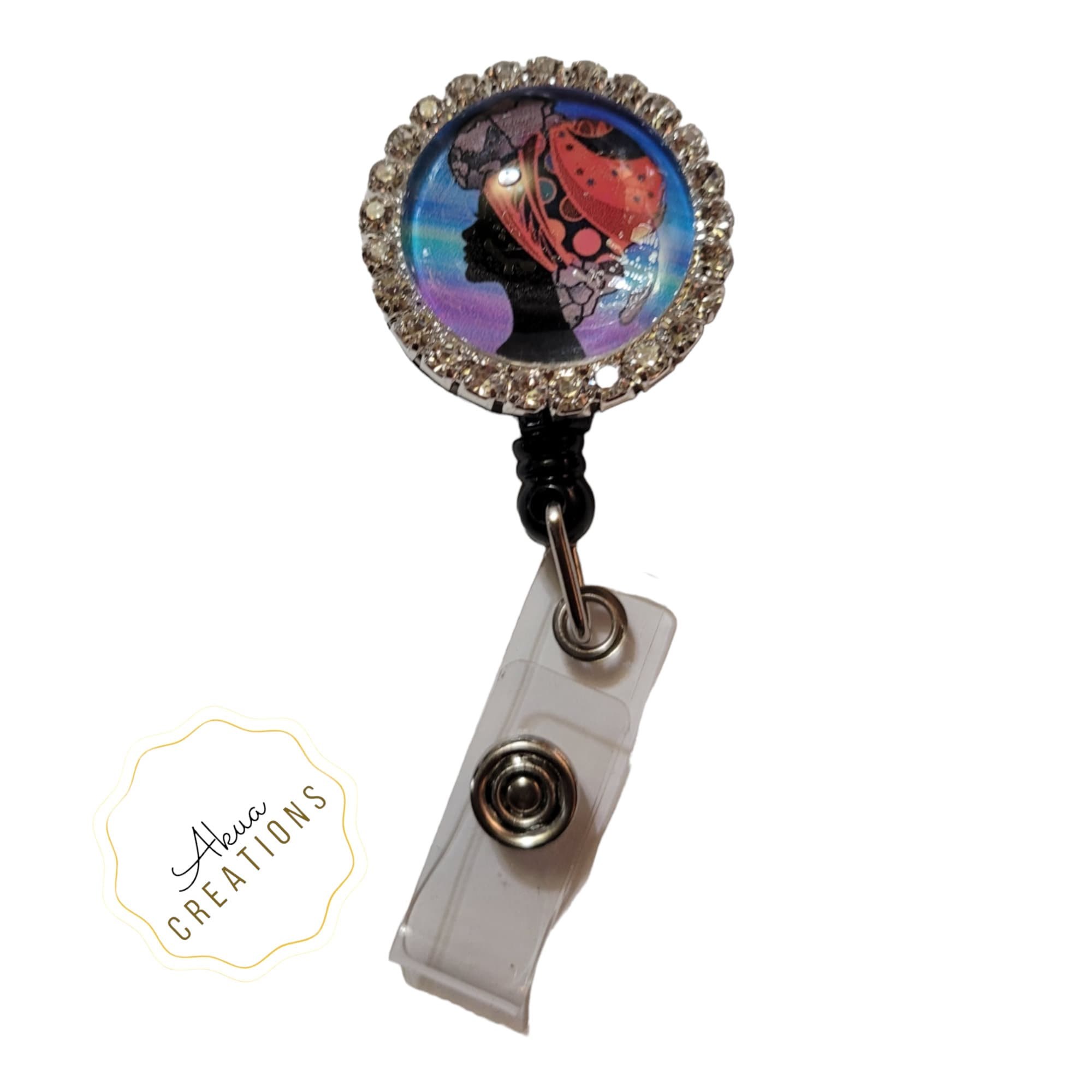 Afrocenric woman badge reel,Black girl Magic