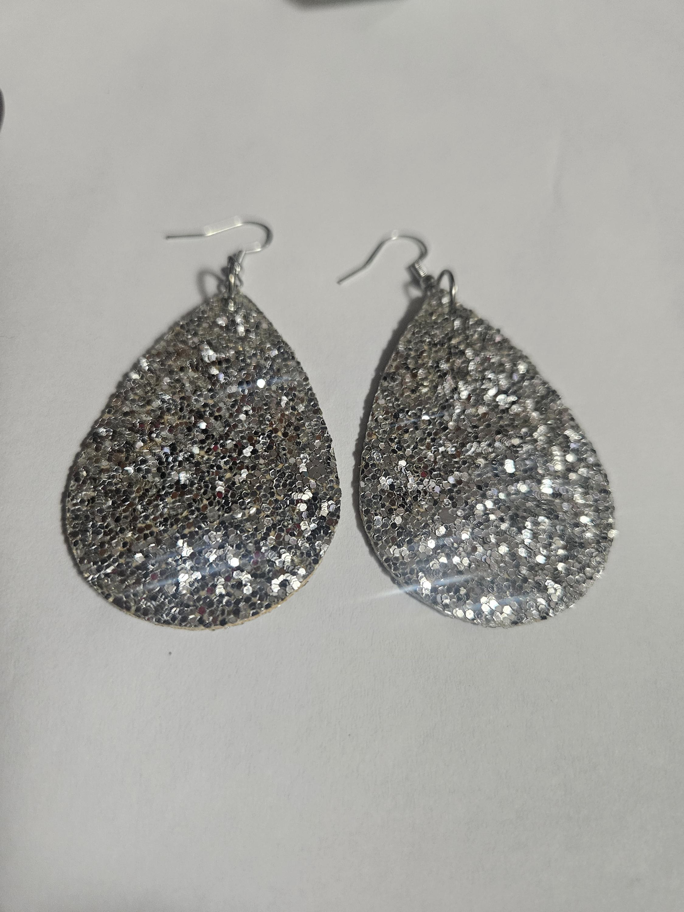 Glitter Tear Drop Earrings view 5
