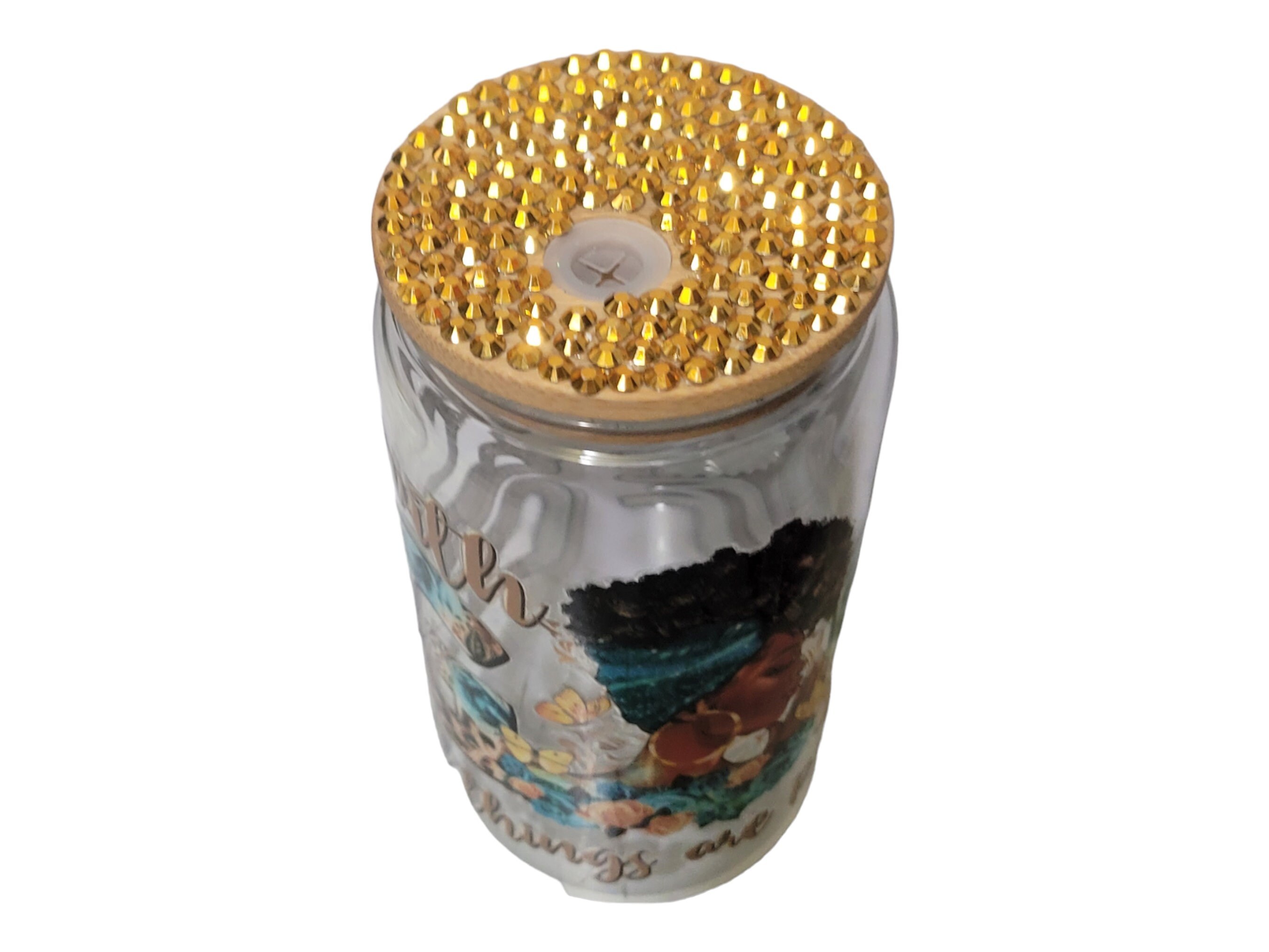 PRAY WITH God ,BeerCan,Glass,Ice Coffee Glass,Housewarming Gift, Afrocentric, Afro view 4
