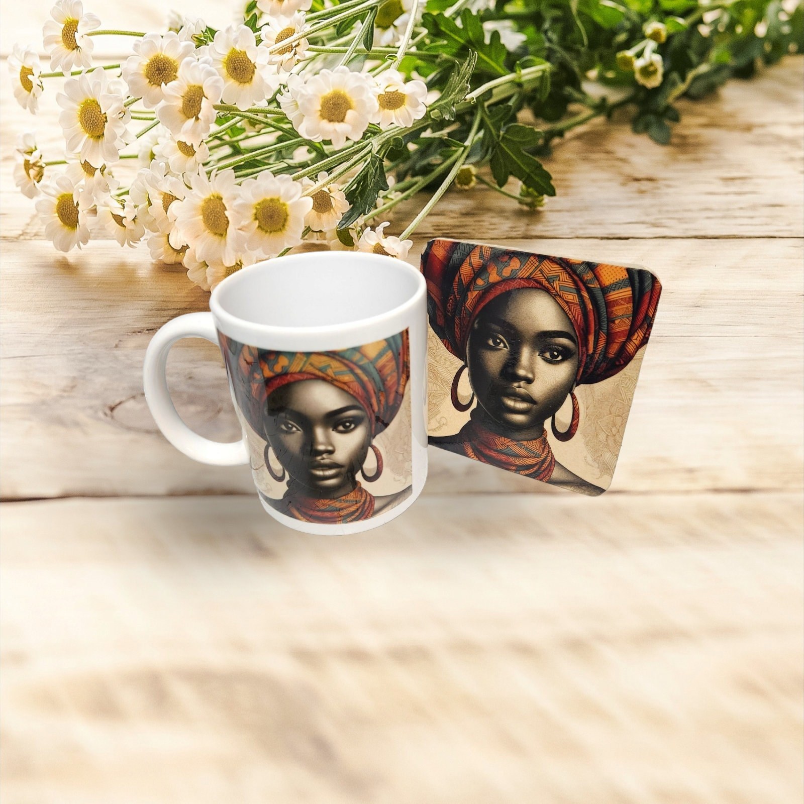 Sip in Style: 3D Afrocentric Elegance Mug - Elevate Your Coffee Experience!", Afro American Coffee Mug,Black Woman Free matching coaster