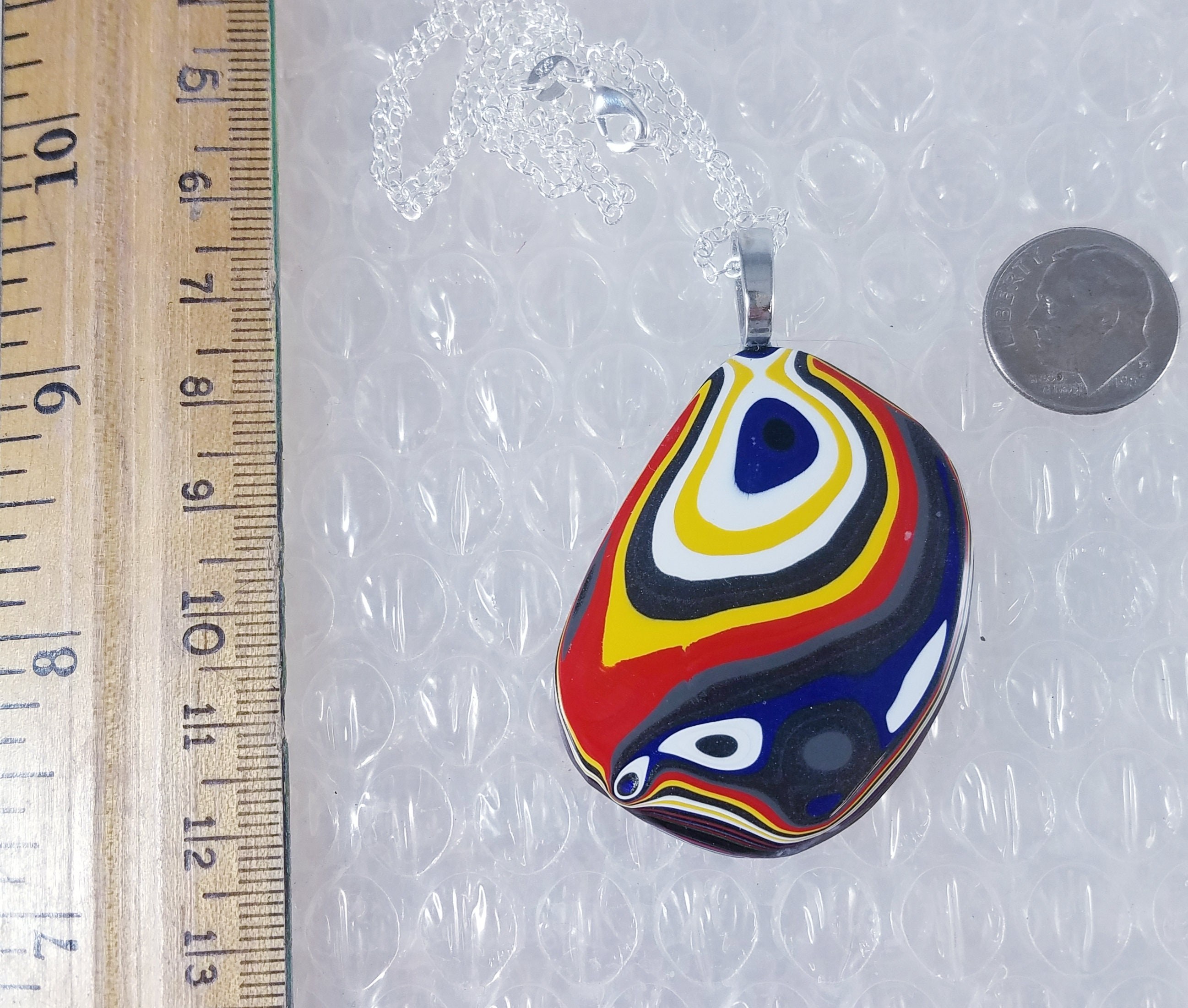 Fordite Pendant Brilliant Colors, view 2