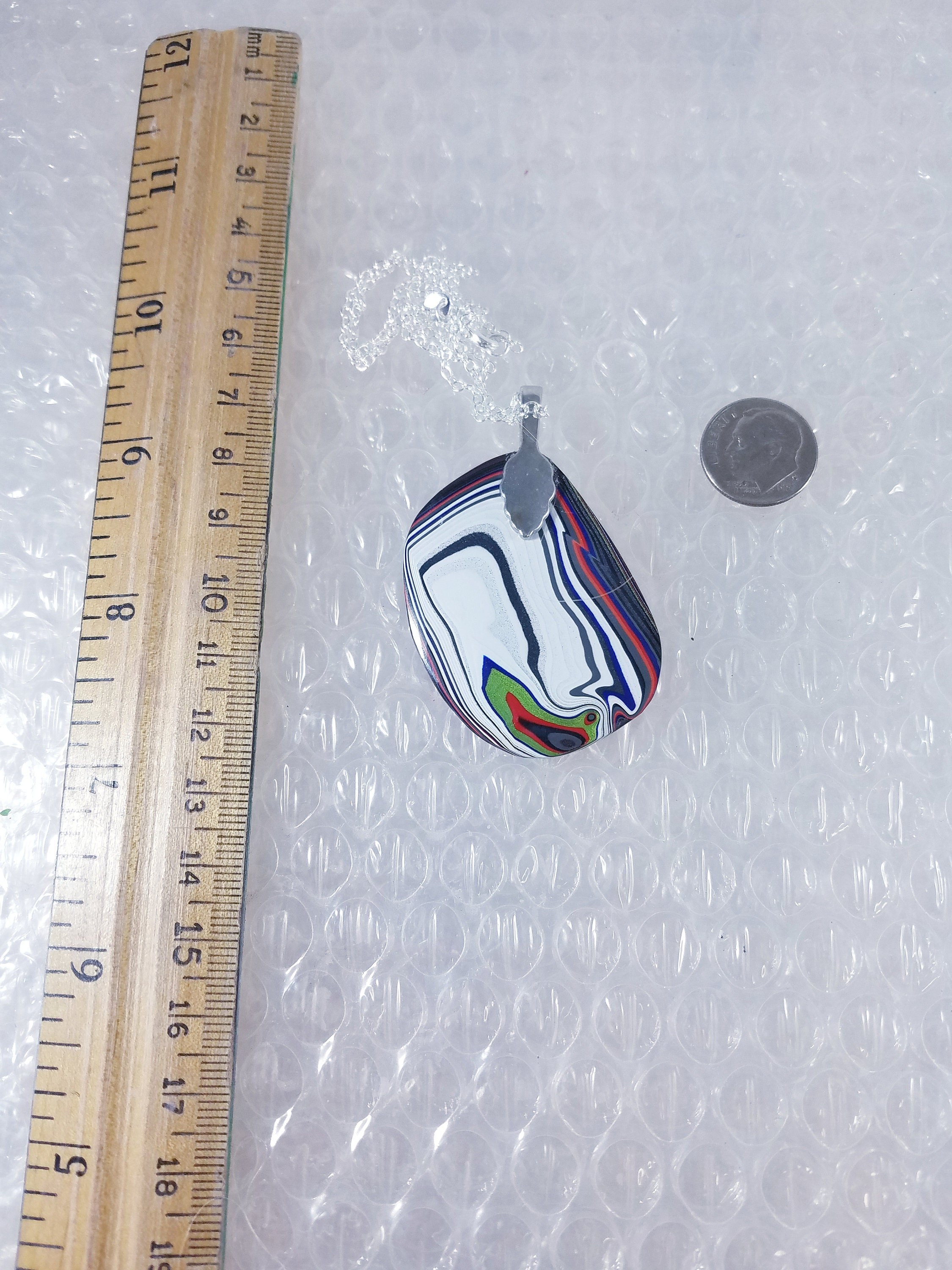 Fordite Pendant Brilliant Colors, view 3