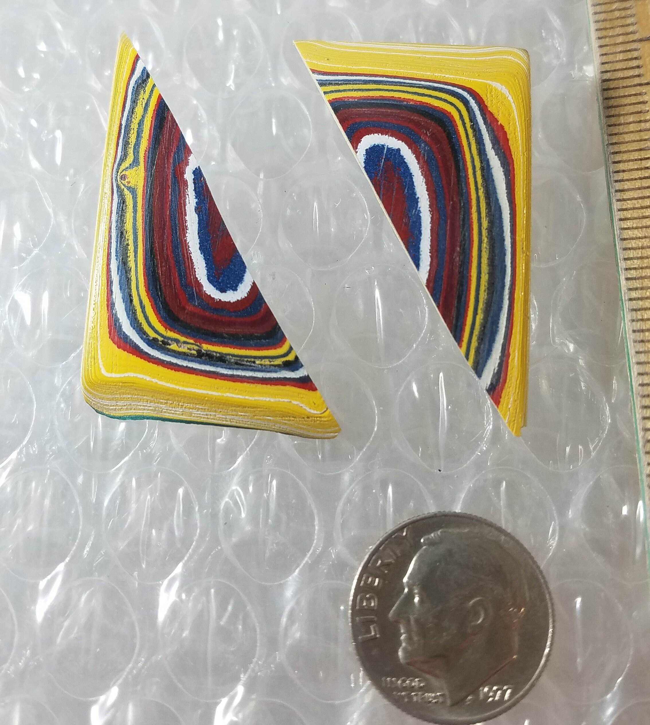 Vintage Art Deco Classic 1960s Fordite Post Earrings, view 2