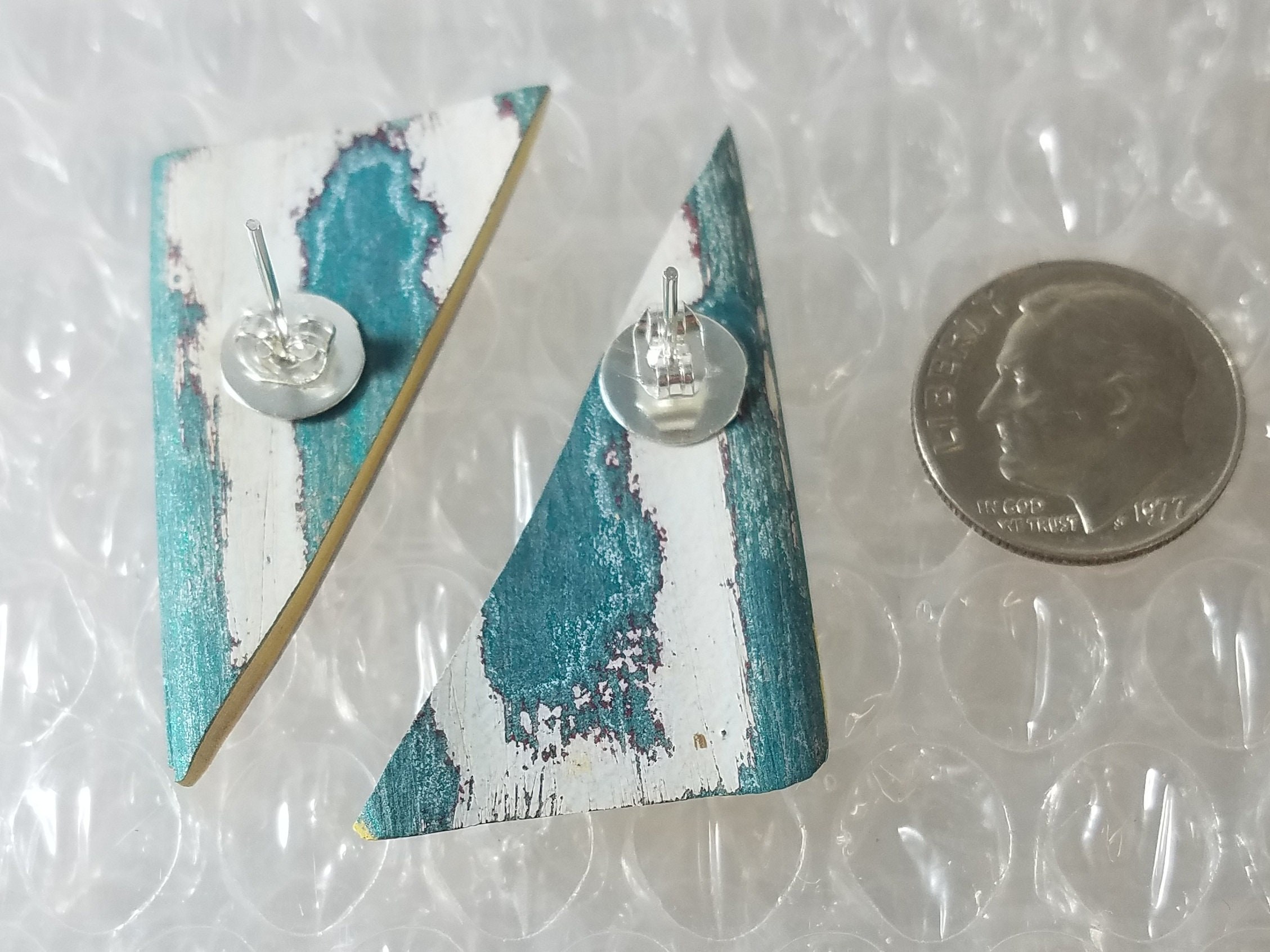 Vintage Art Deco Classic 1960s Fordite Post Earrings, view 3