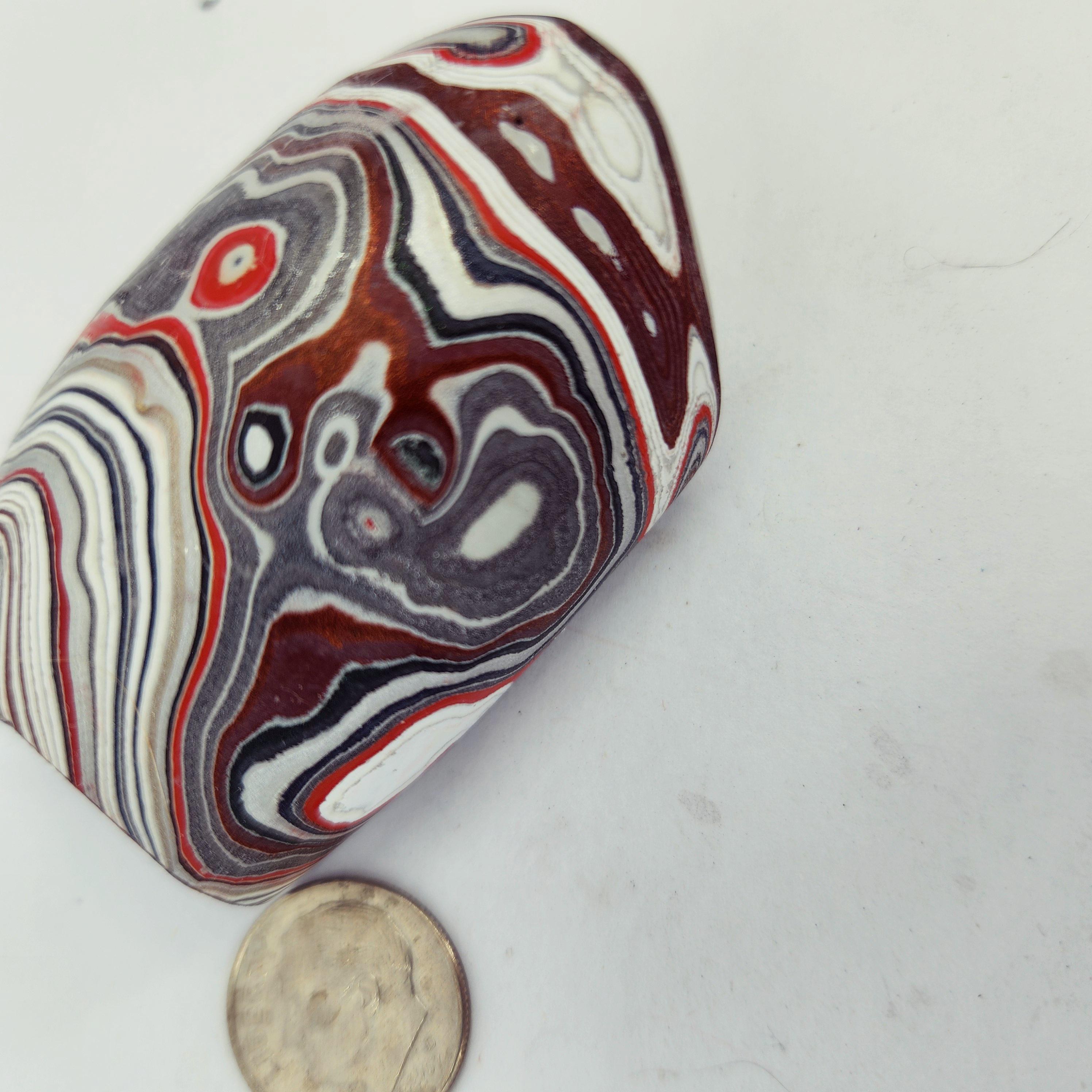 Fordite, Red, White, White, Gray and Silver and Black