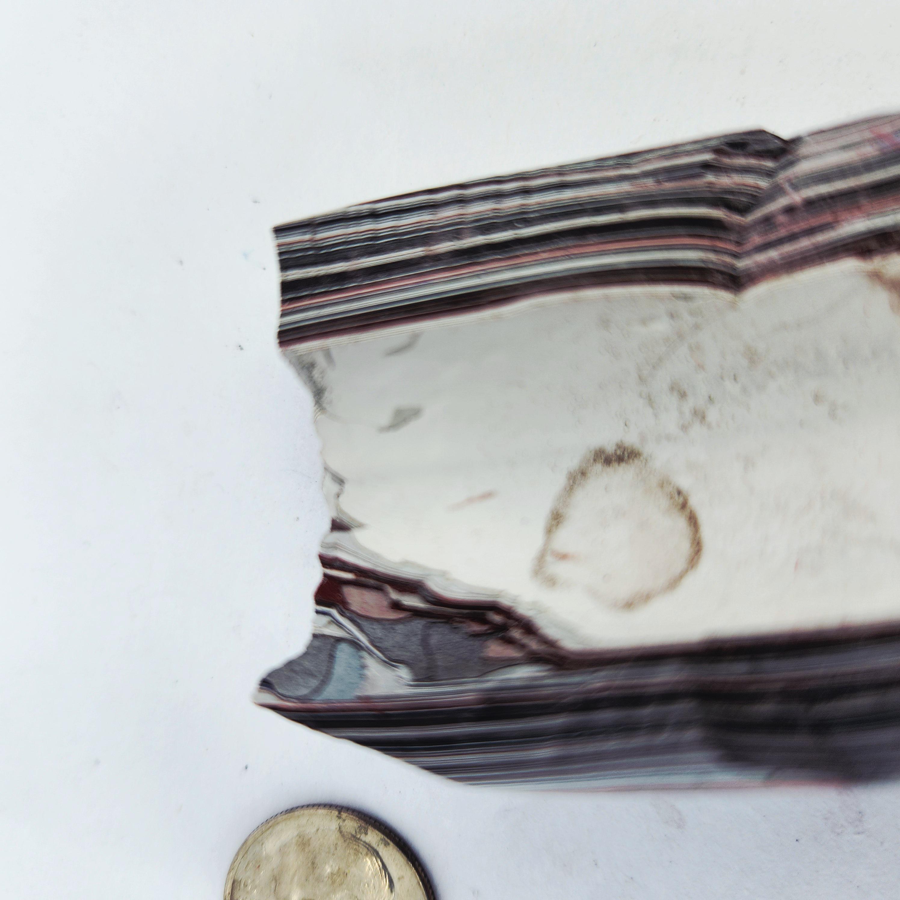 Fordite, Red, White, White, Gray and Silver and Black, view 2