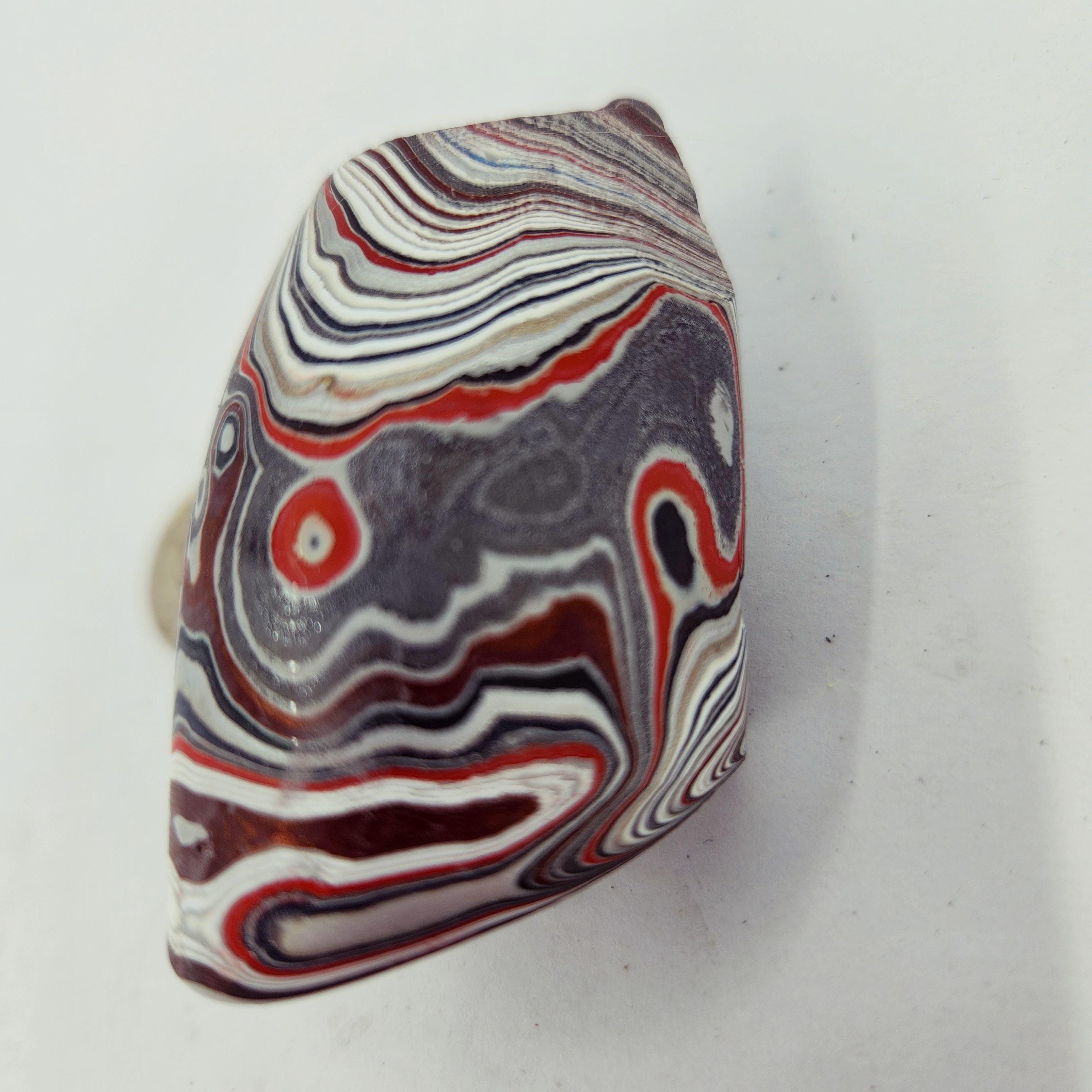 Fordite, Red, White, White, Gray and Silver and Black, view 4