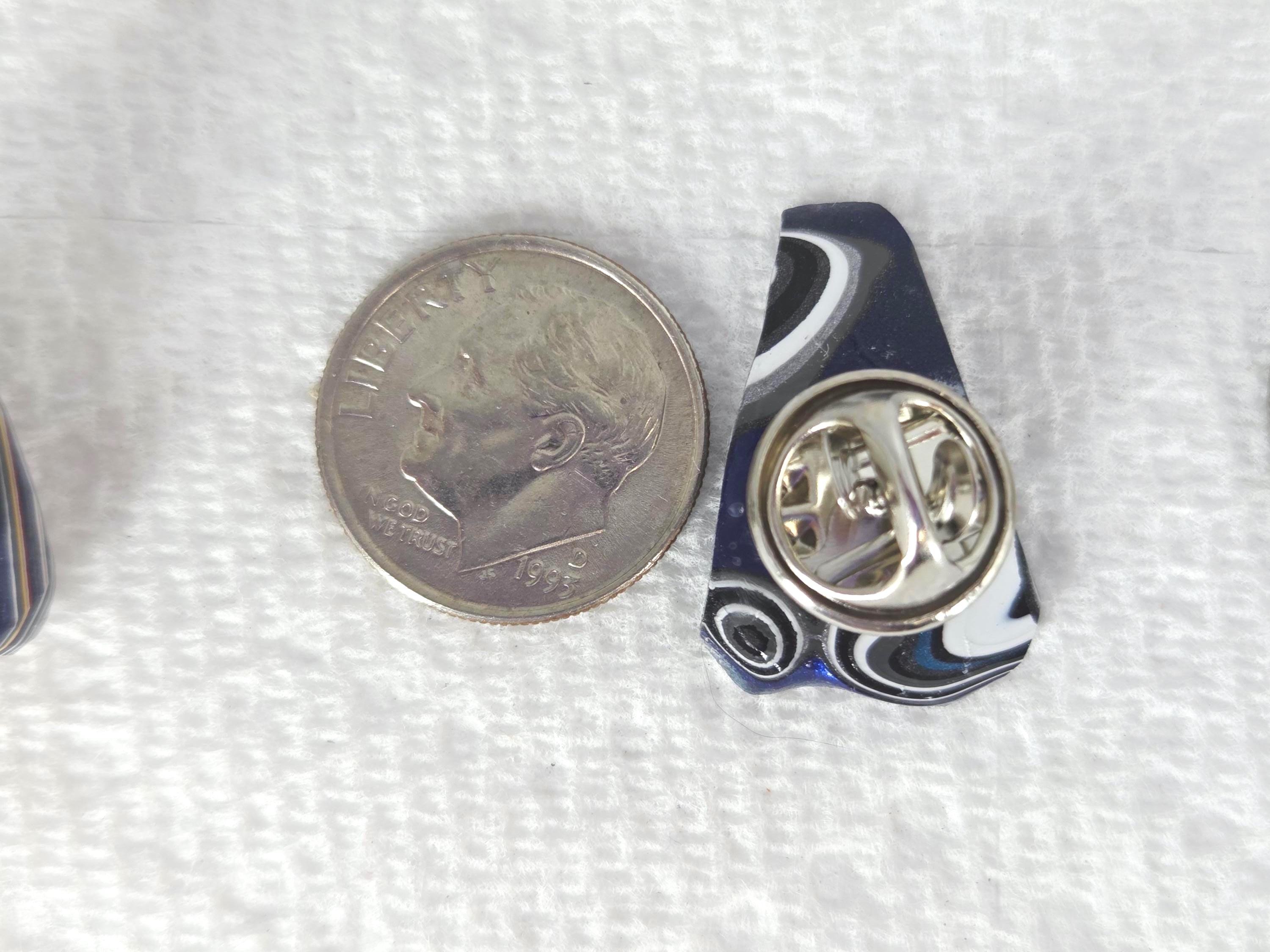 Hand Cut Fordite Tie Tack: Automotive History Lapel Pin for Car Lovers, view 2