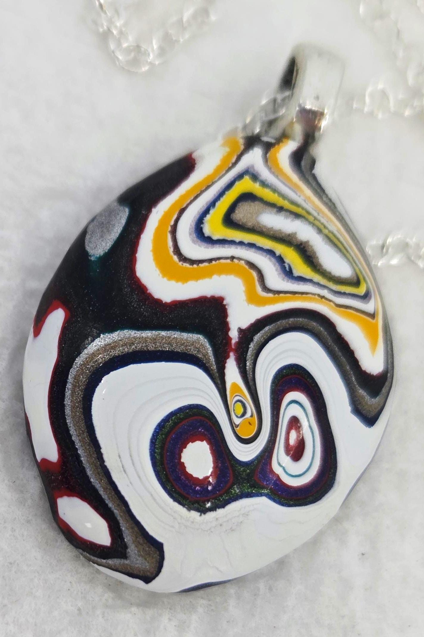 Fordite Pendant / Hand Cut Wearable Art