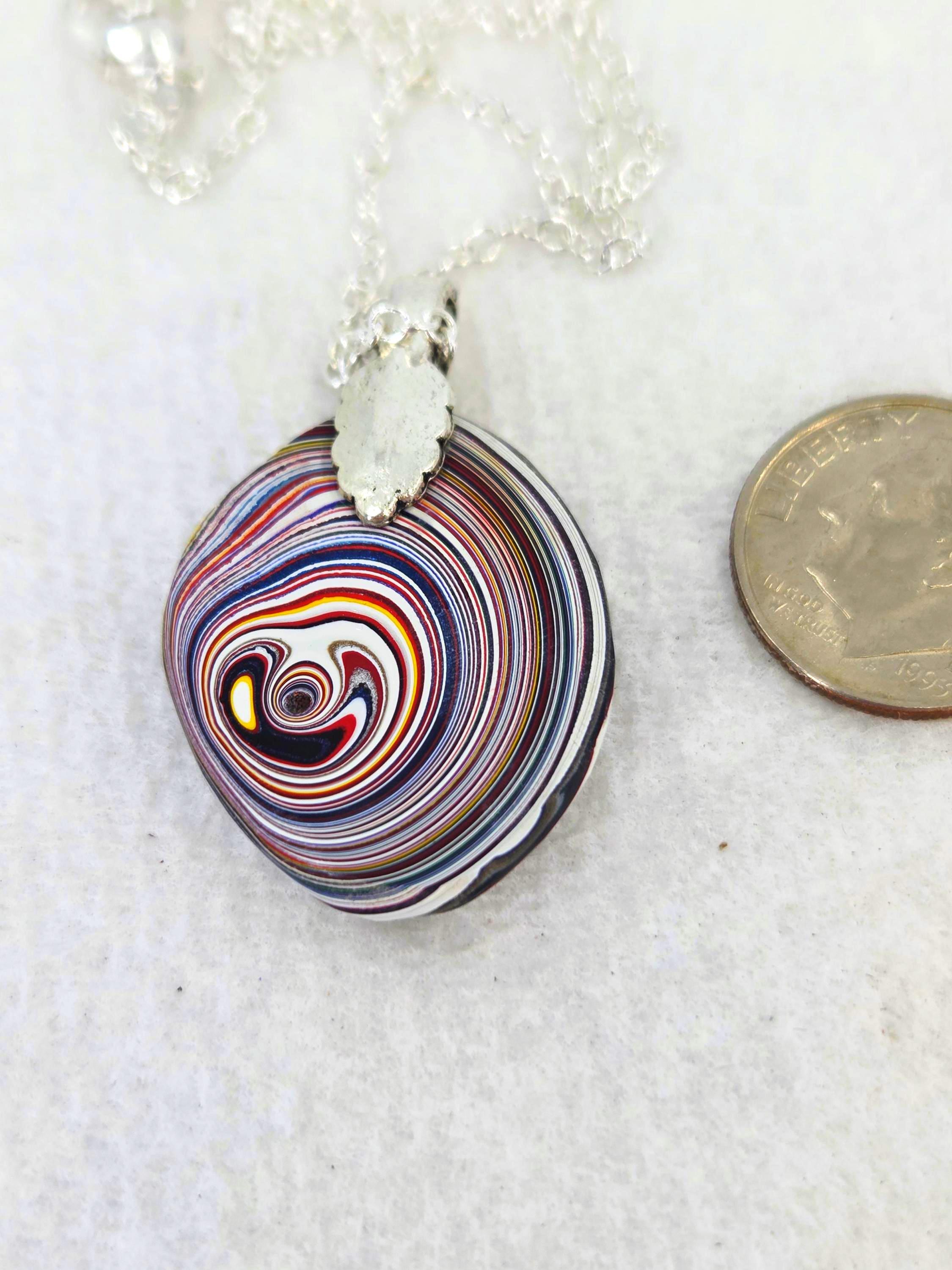 Fordite Pendant / Hand Cut Wearable Art, view 2