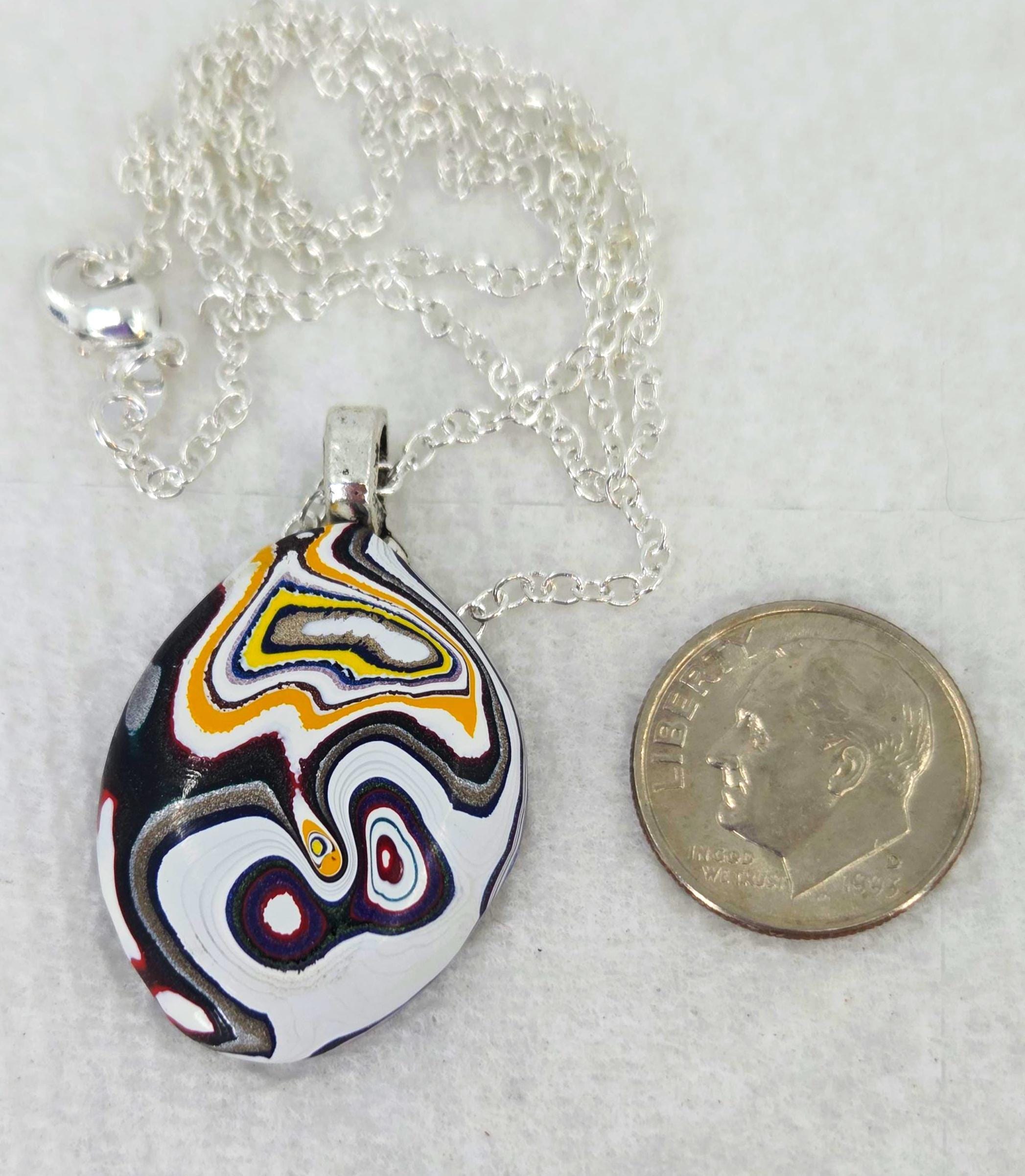 Fordite Pendant / Hand Cut Wearable Art, view 3