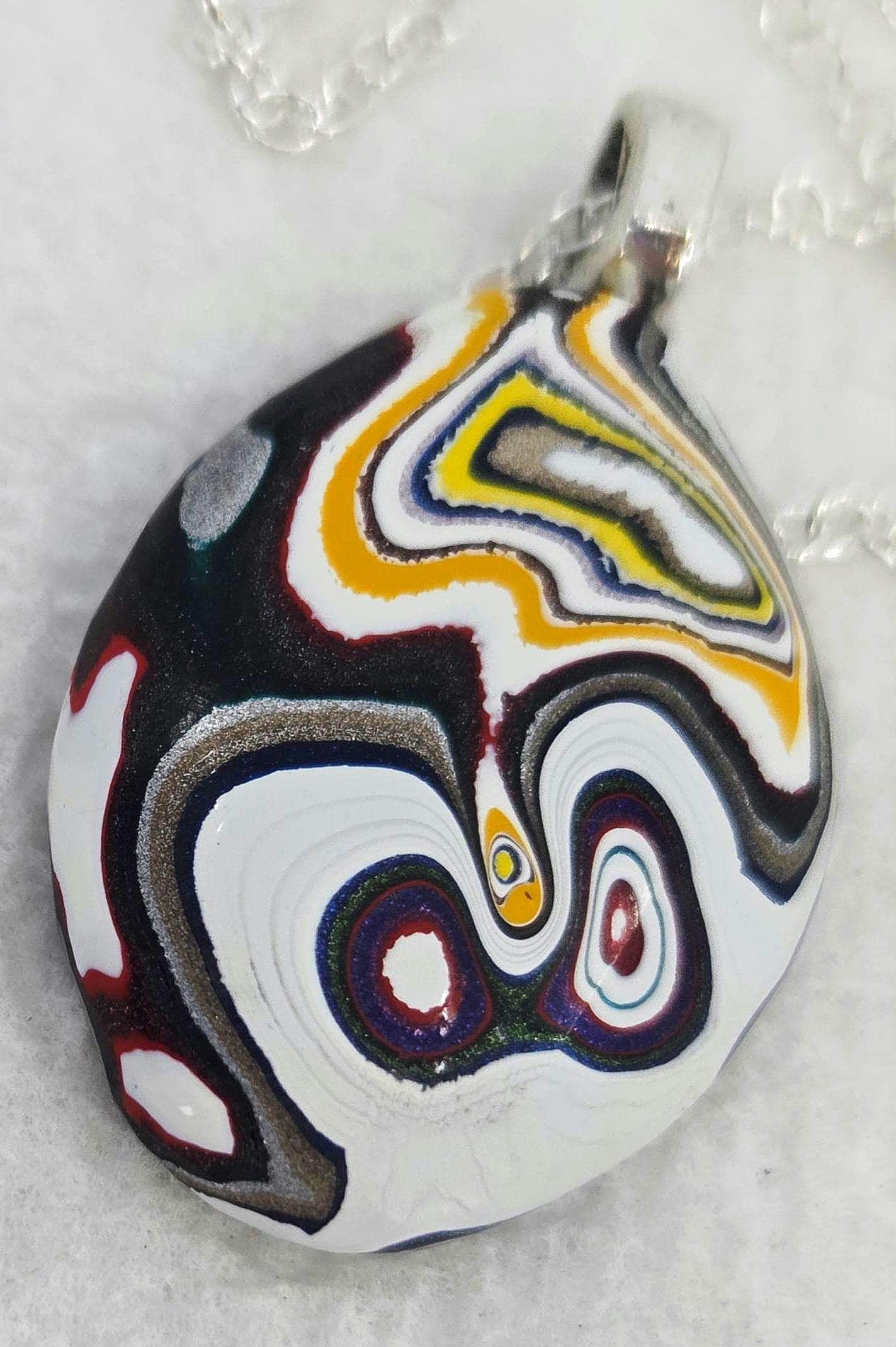 Fordite Pendant / Hand Cut Wearable Art