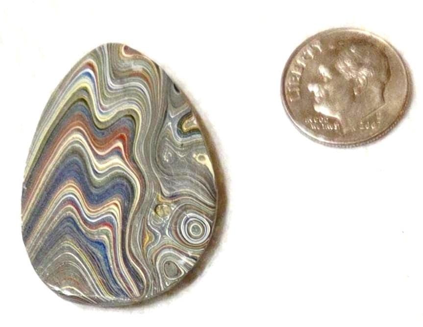 Corvette Fordite cabochon with a polished layered automotive paint pattern for jewelry making