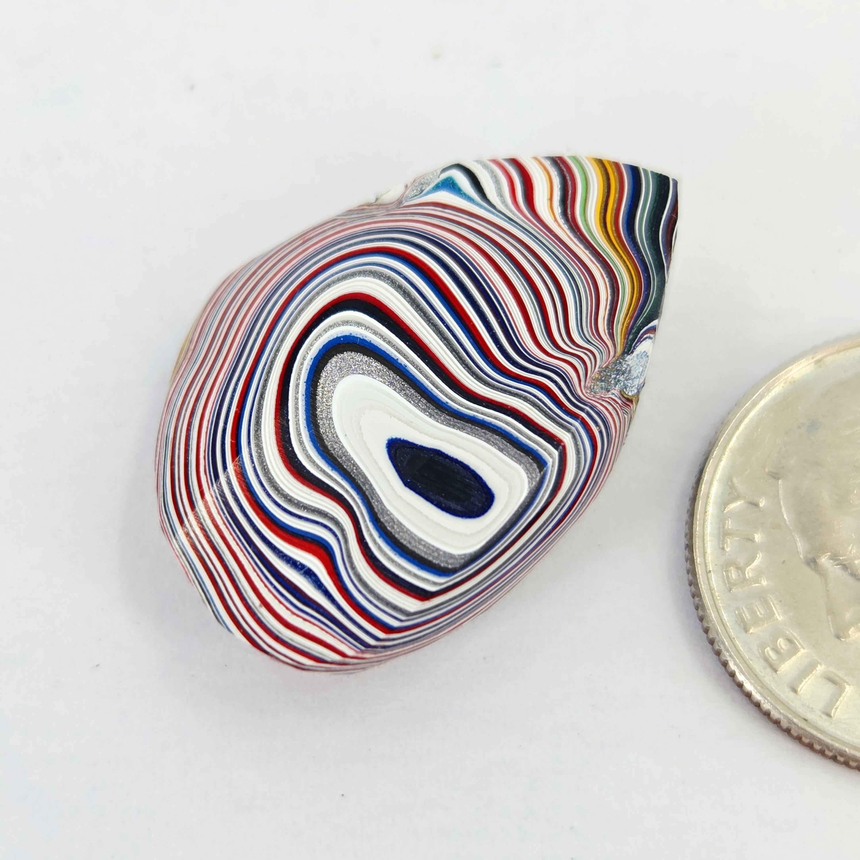 Kenworth Fordite Cabochon, Bold Pattern, Automotive Manufacturing, Fun Size (23.9x16.7x6.5mm), view 2
