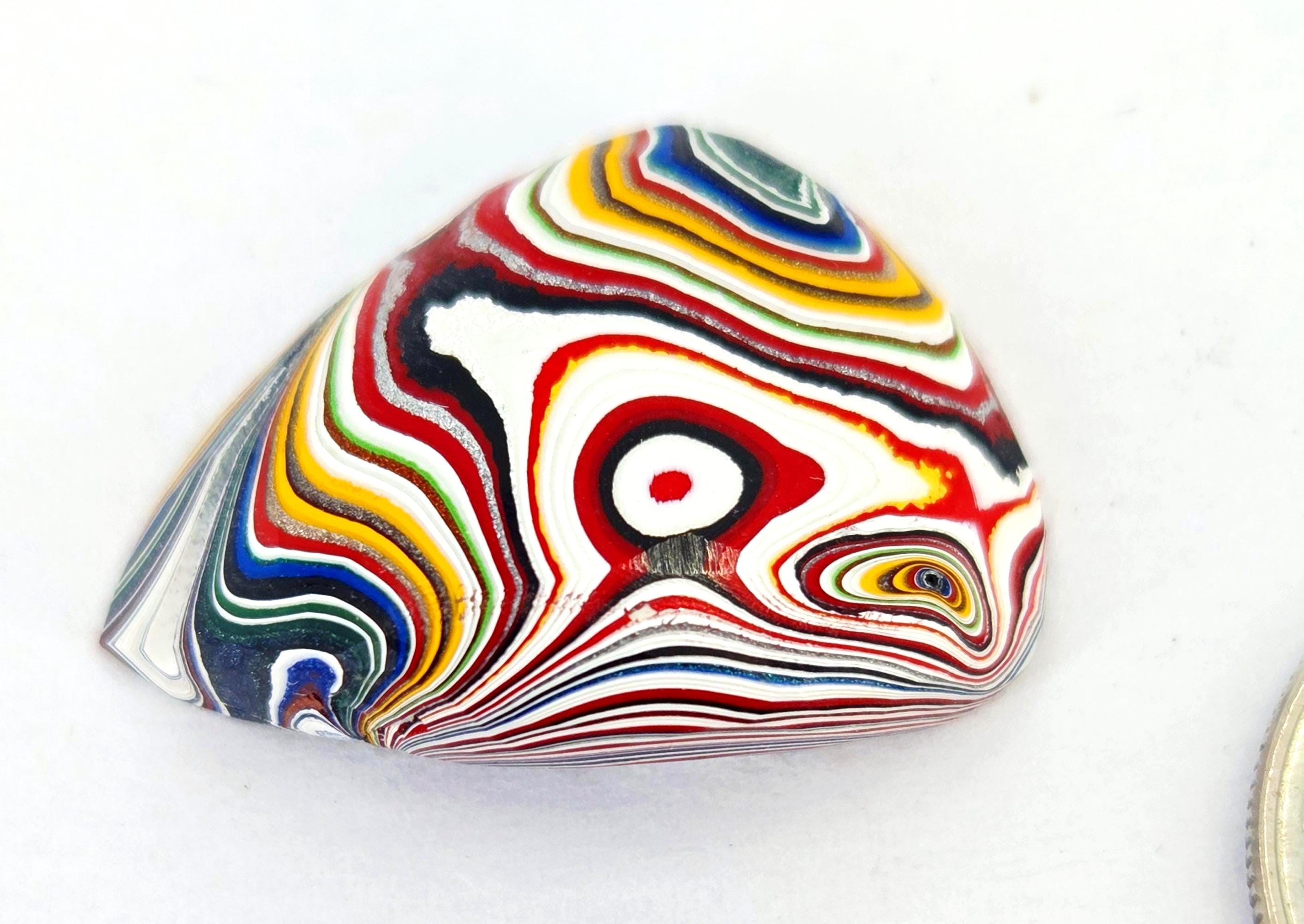 Kenworth Fordite Cabochon, Bold Pattern, Automotive Manufacturing, Fun Size (23.9x16.7x6.5mm), view 3