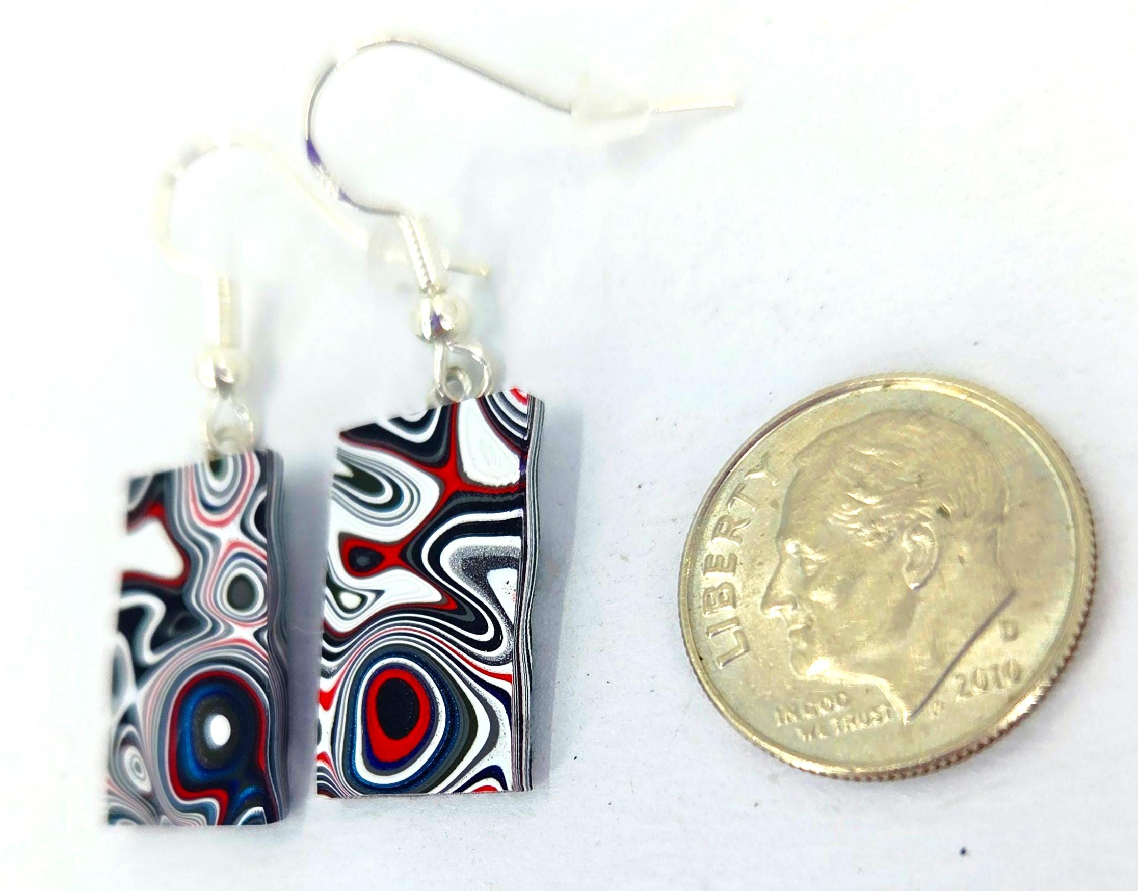 Fordite Earrings, #FE06, Retro Wild Patterns, view 2