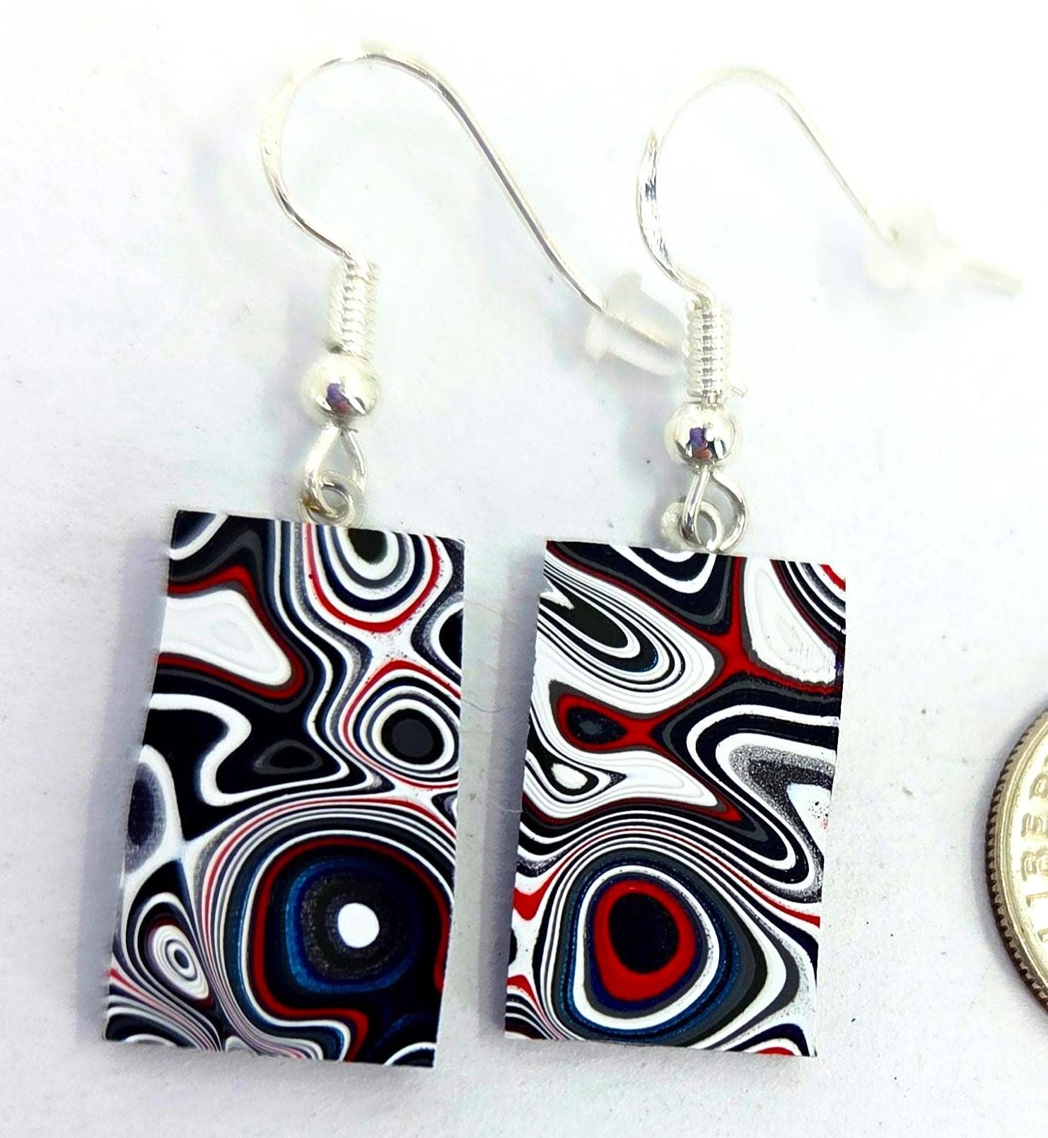 Fordite Earrings, #FE06, Retro Wild Patterns, view 3