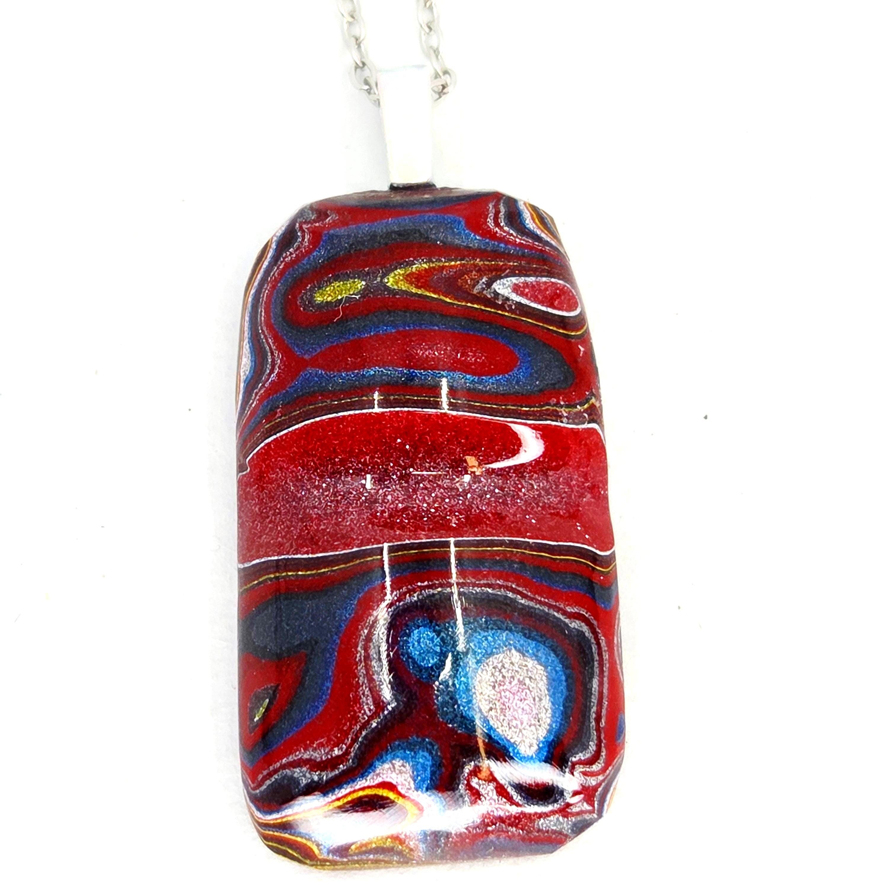 Corvette Fordite Pendant / Rich Chatoyant Colors /