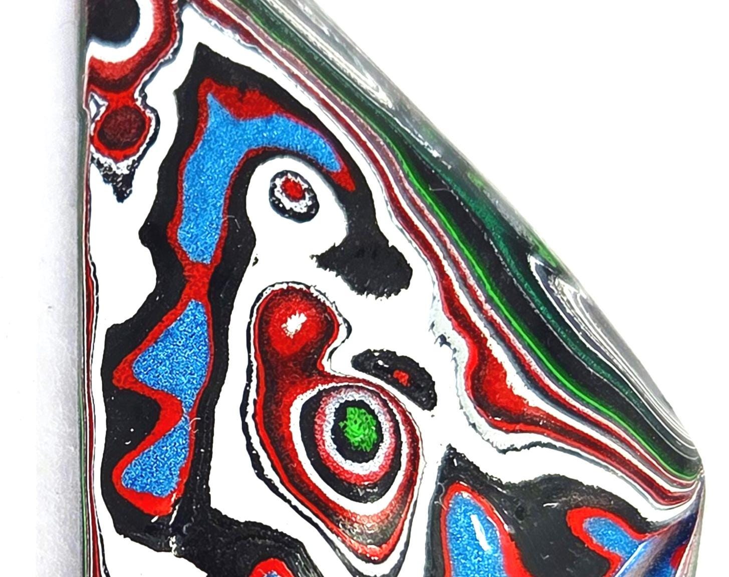 Kenworth Fordite Cabochon #2, Metallic Blue, Neon Green, Bulls Eye Layers (Jewelry Making) Handmade, view 3