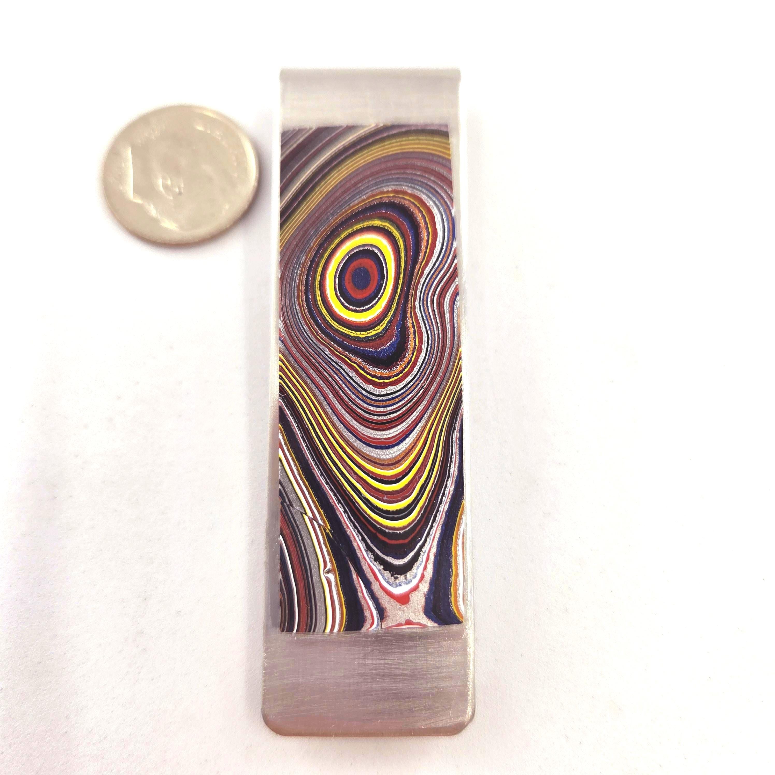 Corvette Fordite Money Clip, Iridescent Layers, Groomsmen Gift, Unique Accessory, view 3