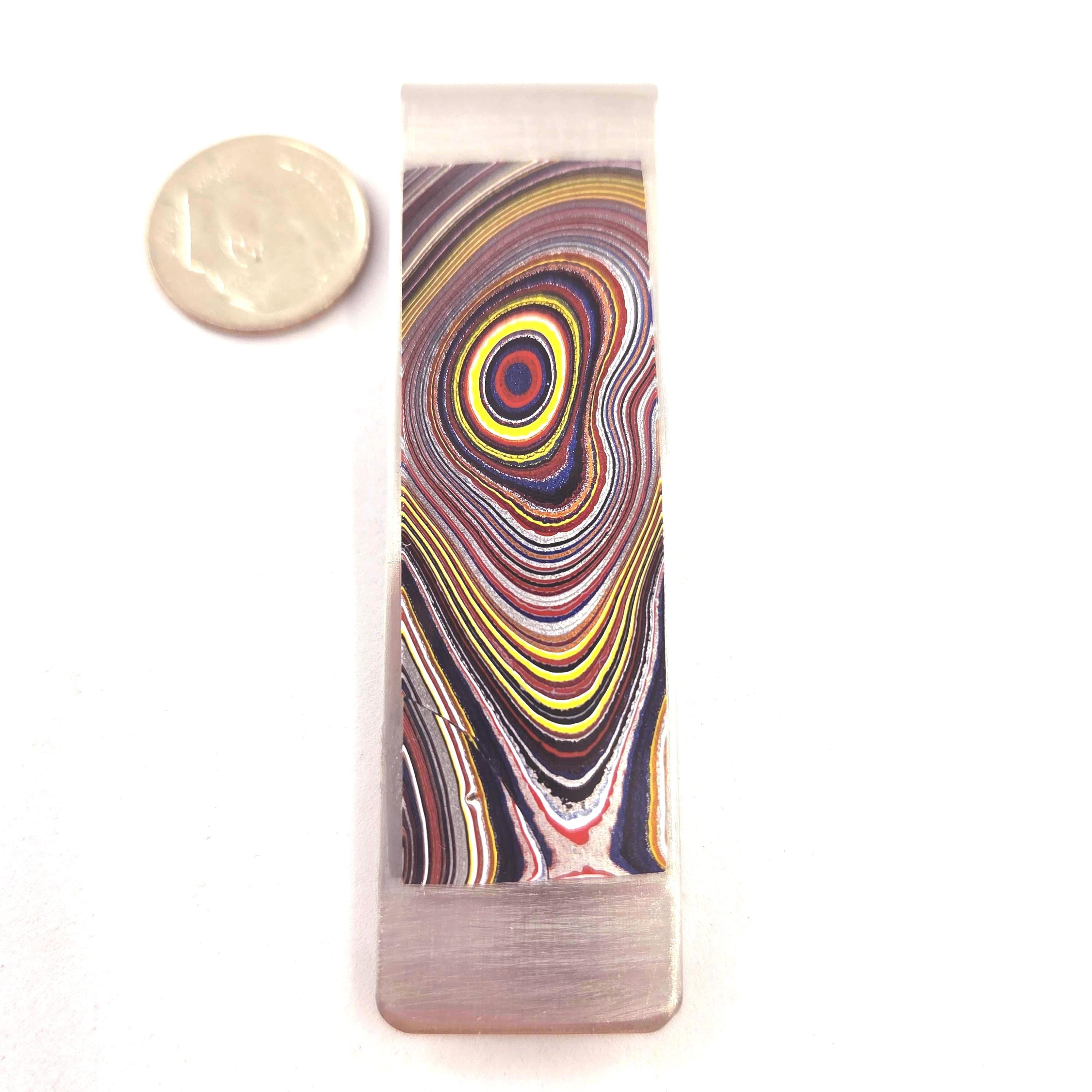 Corvette Fordite Money Clip, Iridescent Layers, Groomsmen Gift, Unique Accessory, view 4