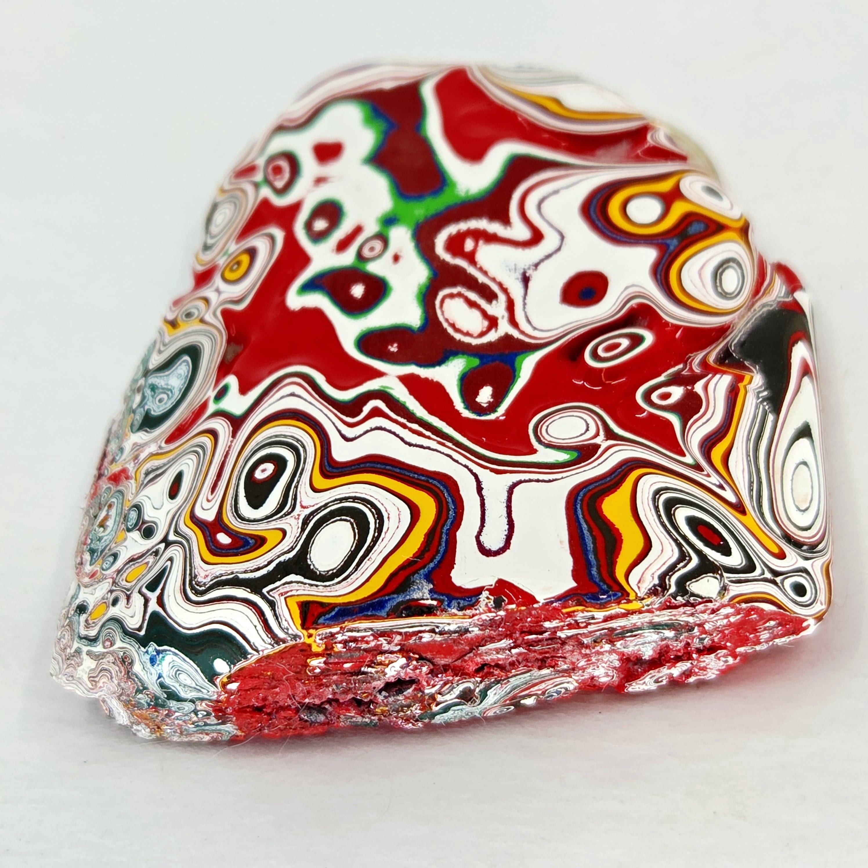 Kenworth Fordite Cabochon, Crazy Wild Paint Flow Patterns (Jewelry Making) Handmade
