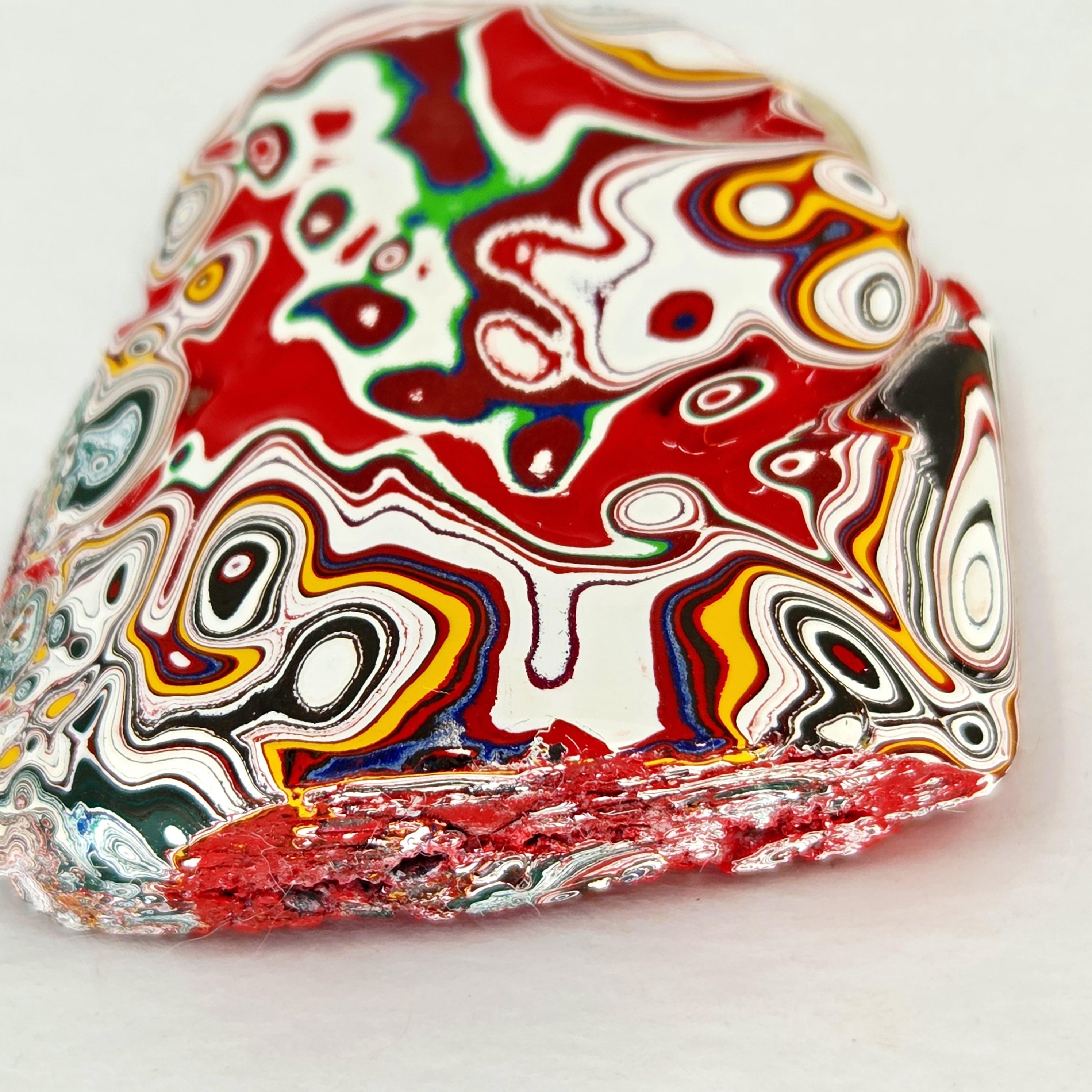 Kenworth Fordite Cabochon, Crazy Wild Paint Flow Patterns (Jewelry Making) Handmade, view 2