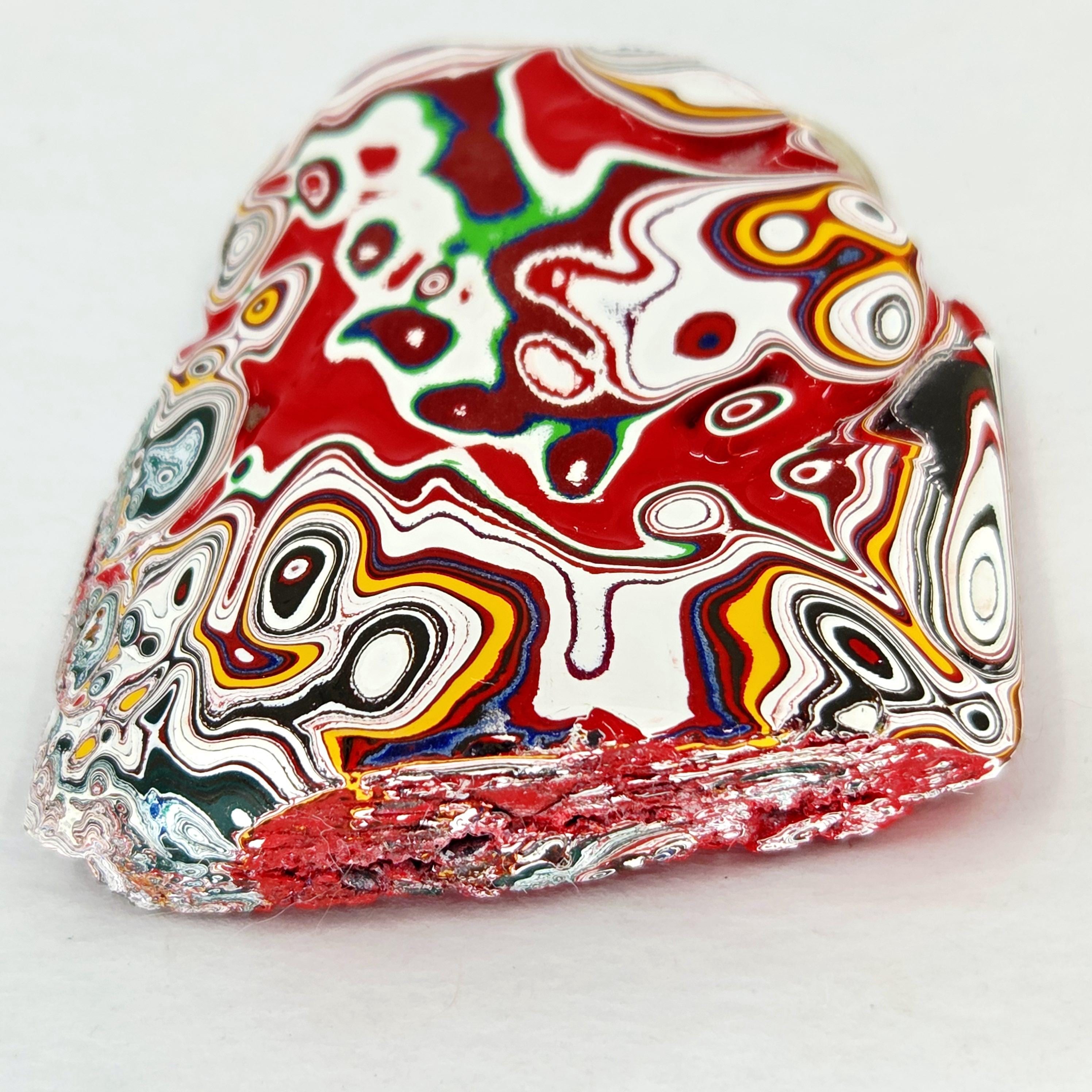 Kenworth Fordite Cabochon, Crazy Wild Paint Flow Patterns (Jewelry Making) Handmade, view 3